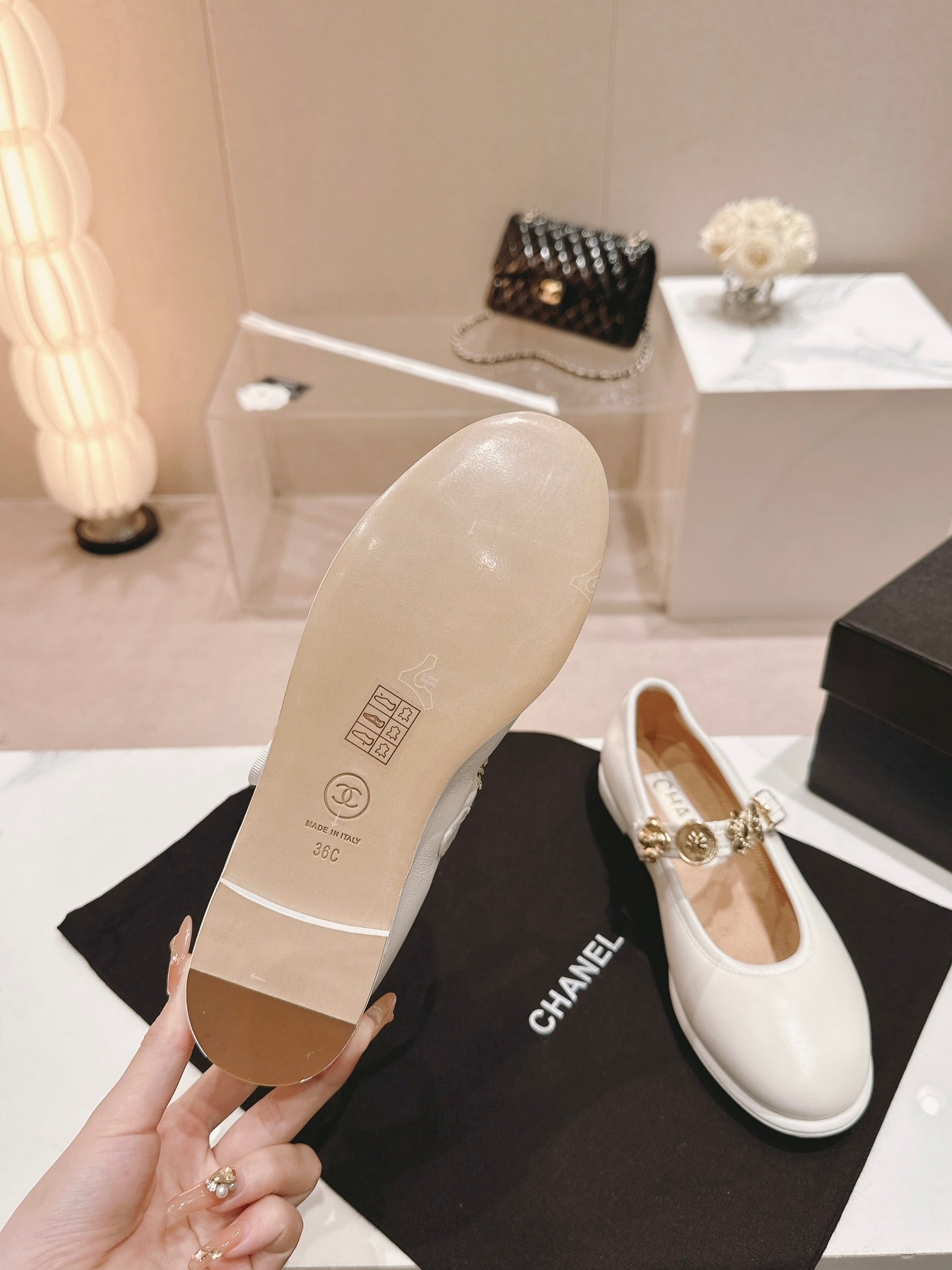 CC MARY JANES CREAM CALFSKIN LIGHT GOLD METALIC