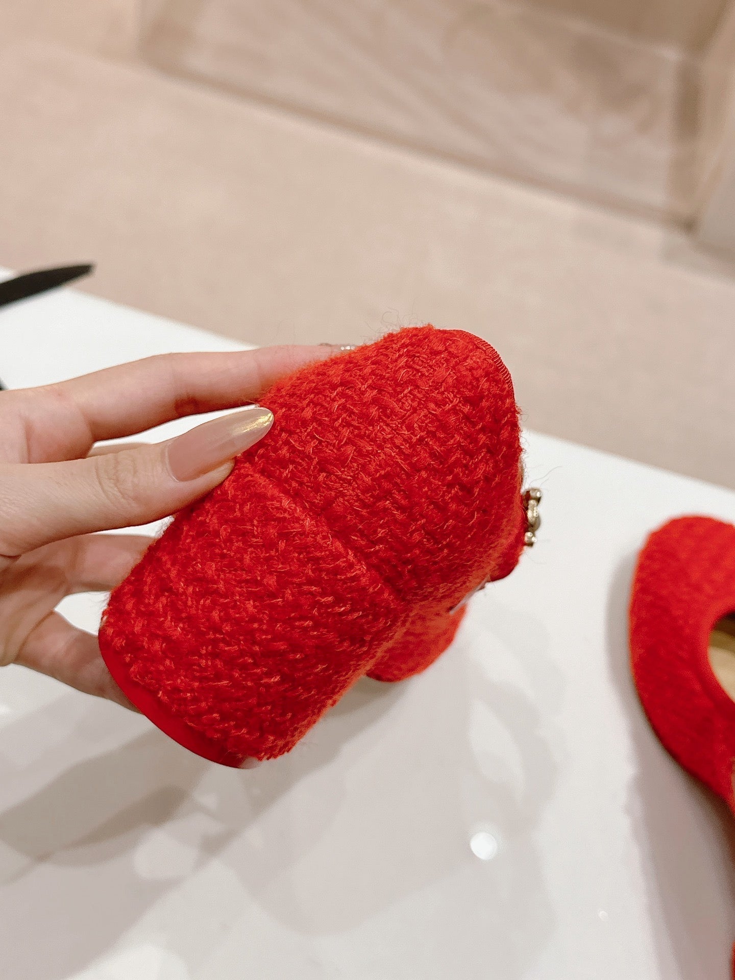 MARY JANE SHOES RED PINK WOOL TWEED