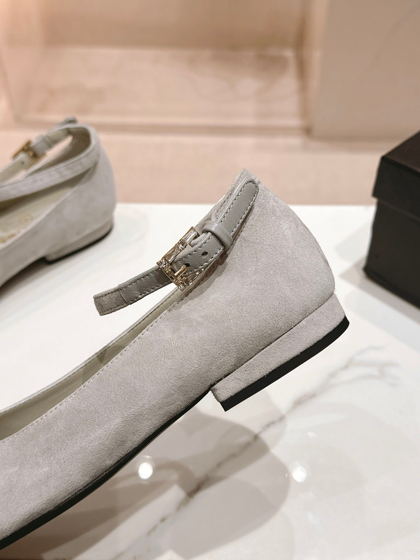 CC Mary Jane Grey Bow Tie Velvet And Lambskin