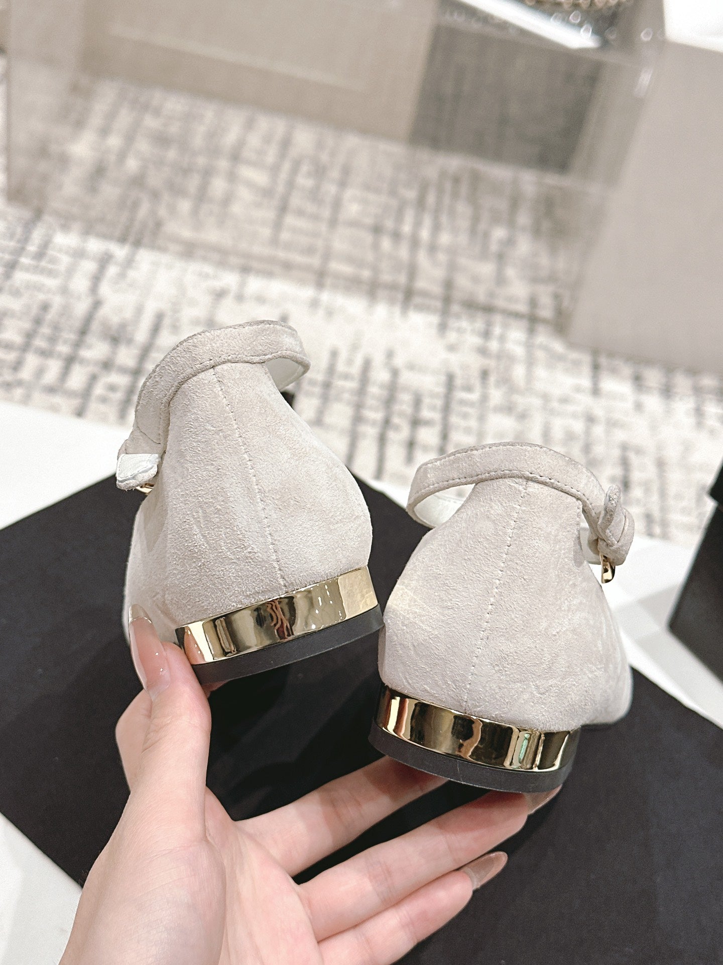 CC Mary Jane White Suede And Cowhide