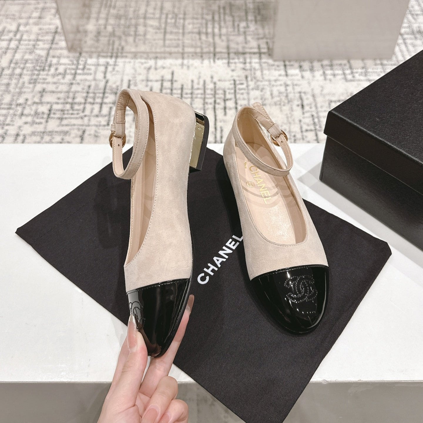 CC Mary Jane Milky Beige Suede And Cowhide