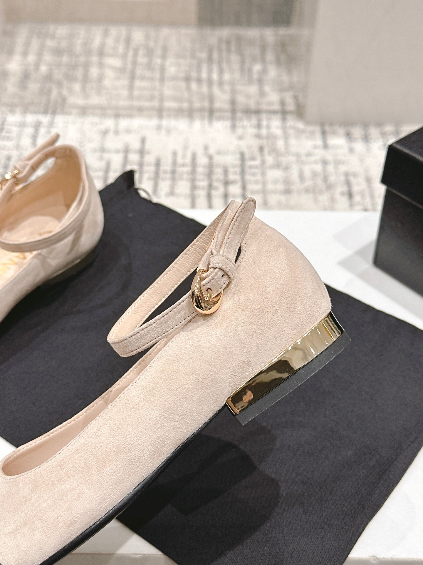 CC Mary Jane Milky Beige Suede And Cowhide