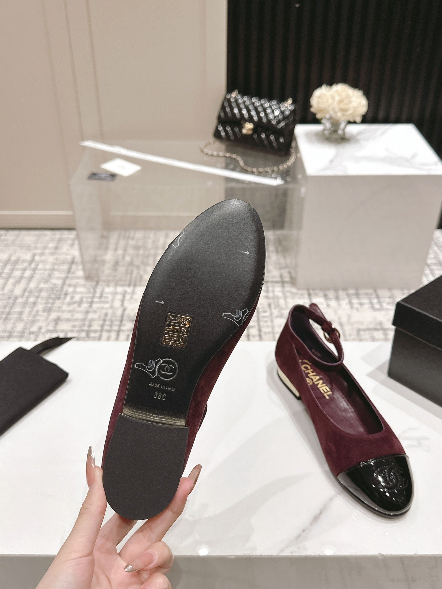 CC Mary Jane Burgundy Suede And Cowhide