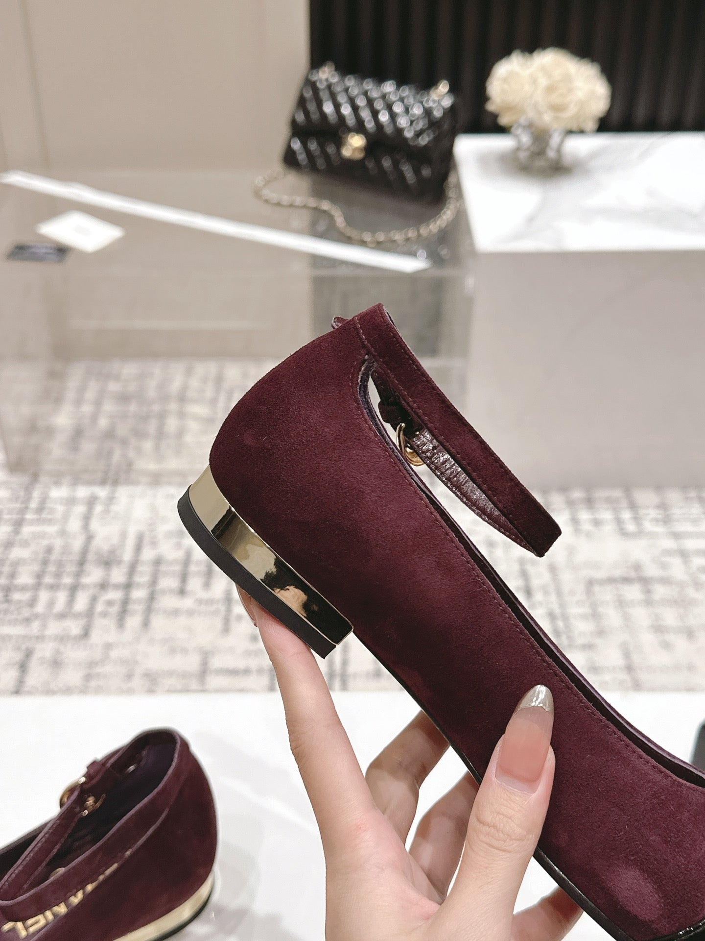 CC Mary Jane Burgundy Suede And Cowhide