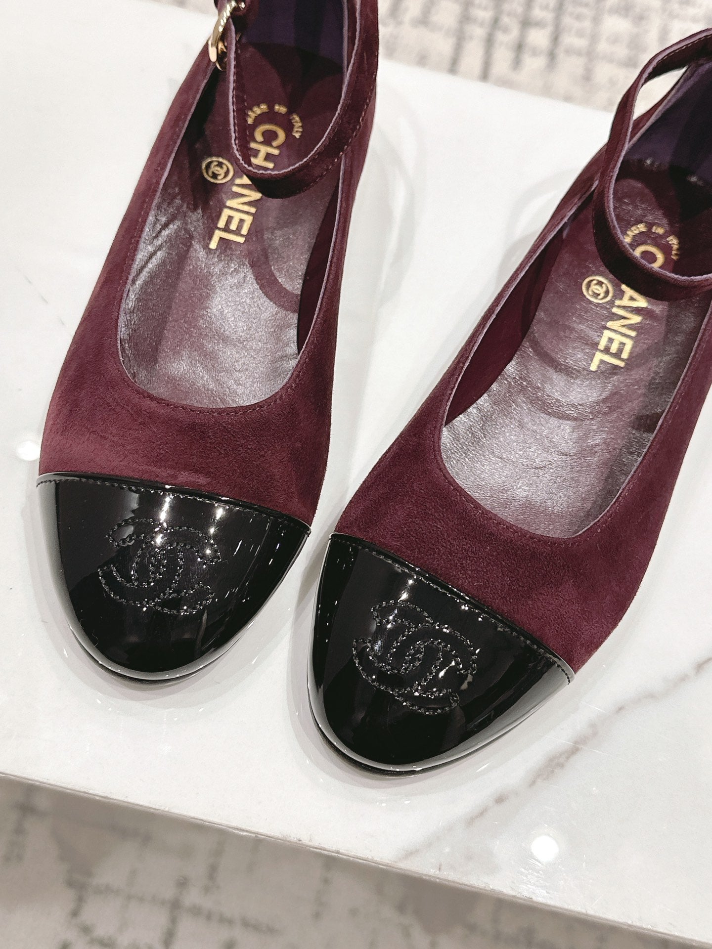 CC Mary Jane Burgundy Suede And Cowhide