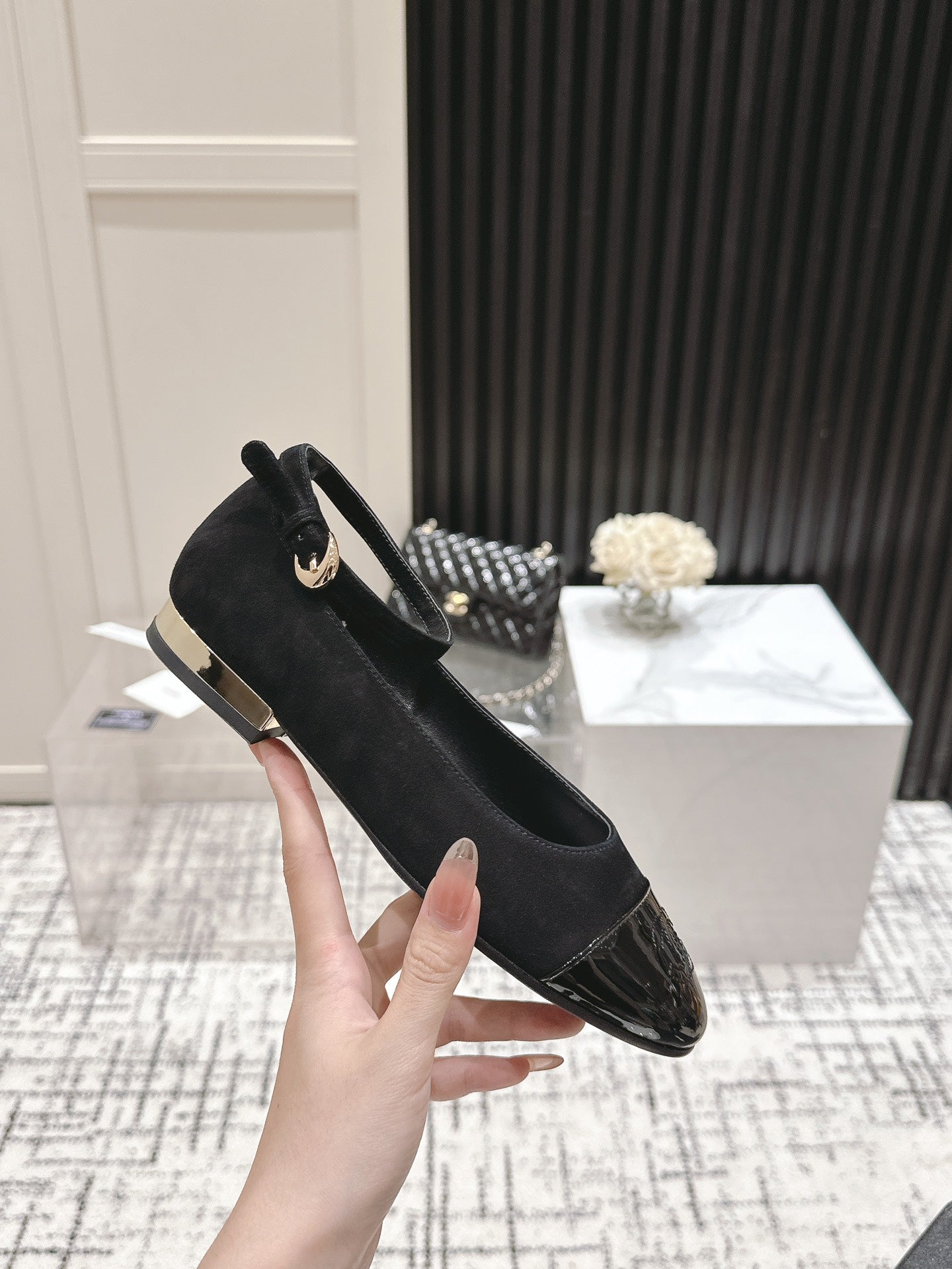 CC Mary Jane Black Suede And Cowhide