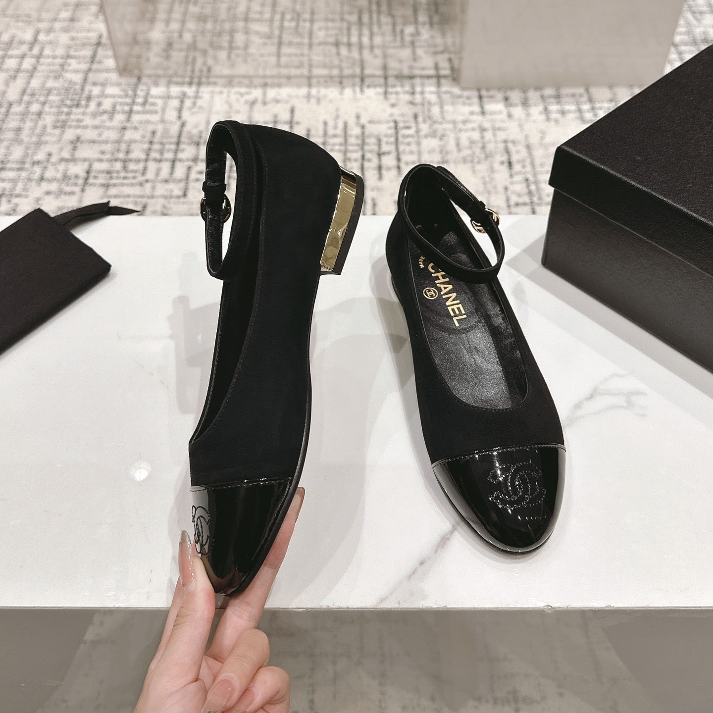 CC Mary Jane Black Suede And Cowhide