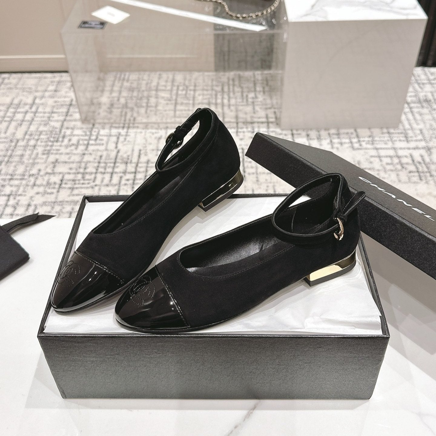 CC Mary Jane Black Suede And Cowhide