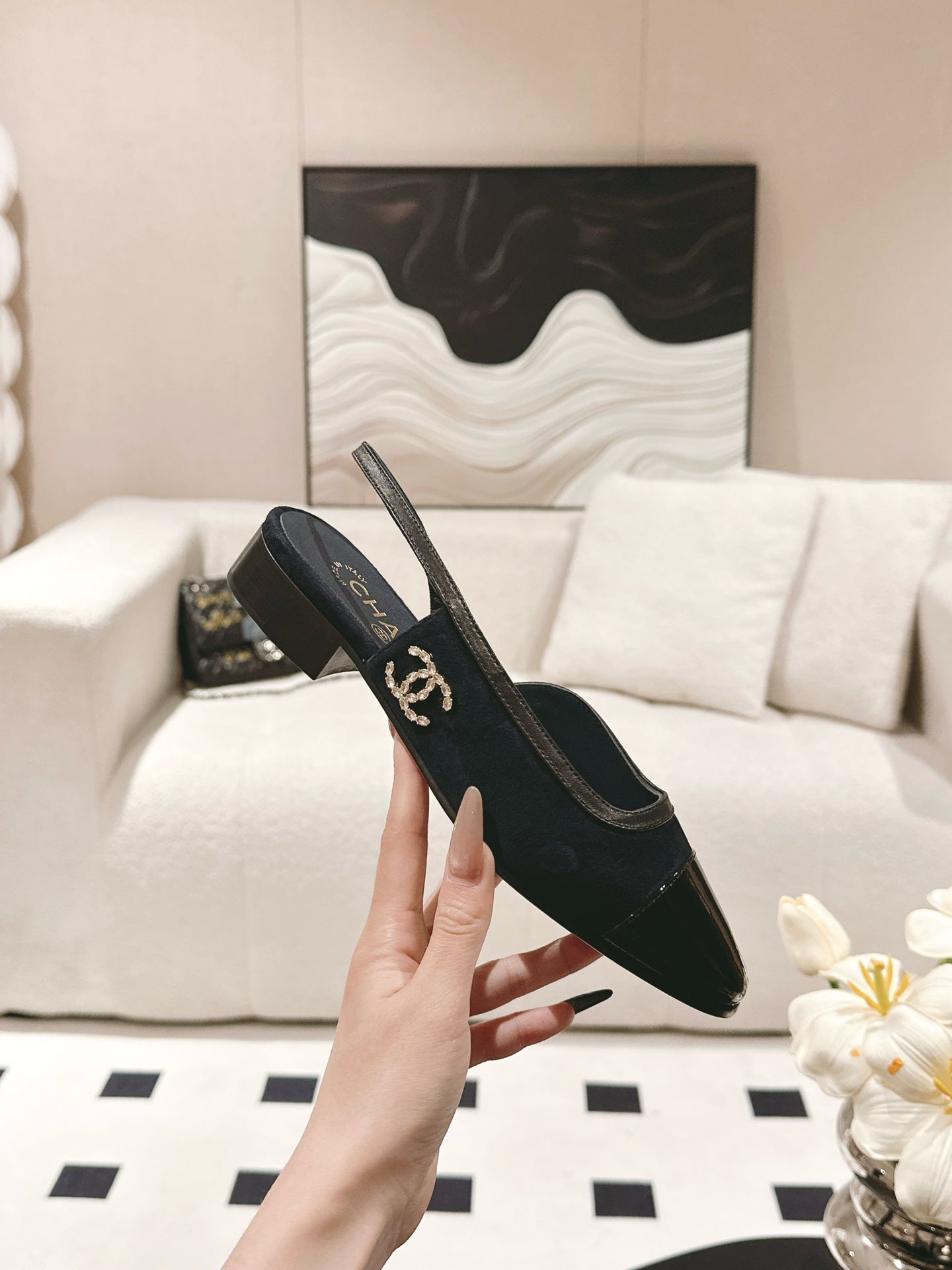 CC Slingback Navy Blue Suede 237501