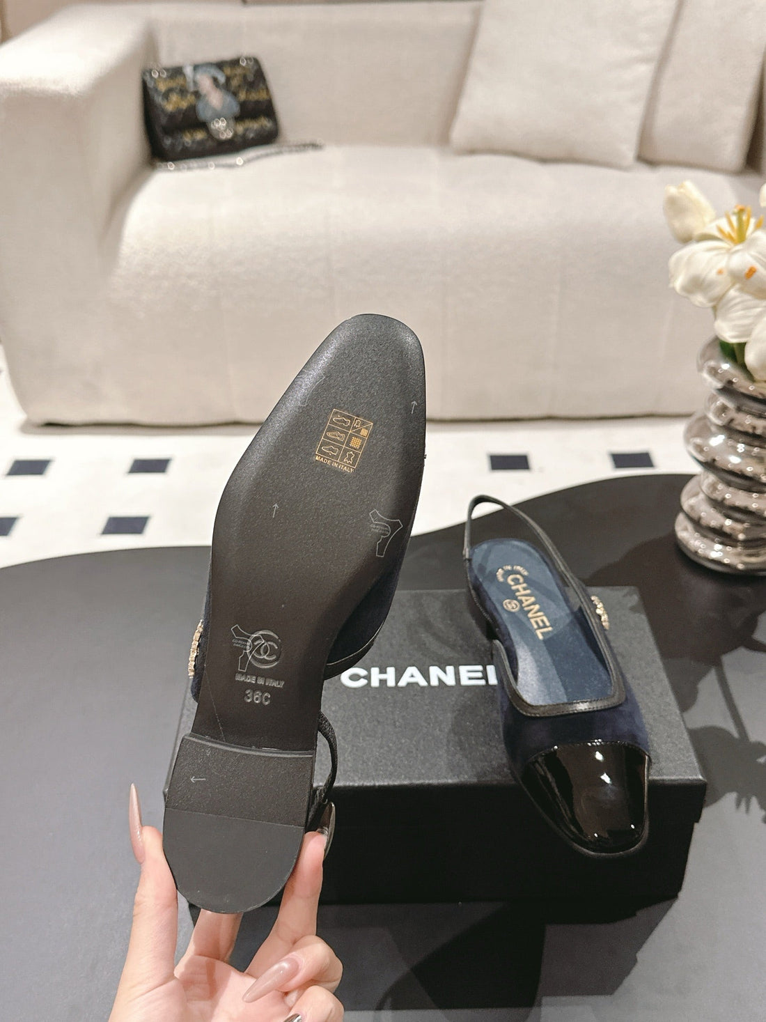 CC Slingback Navy Blue Suede 237501