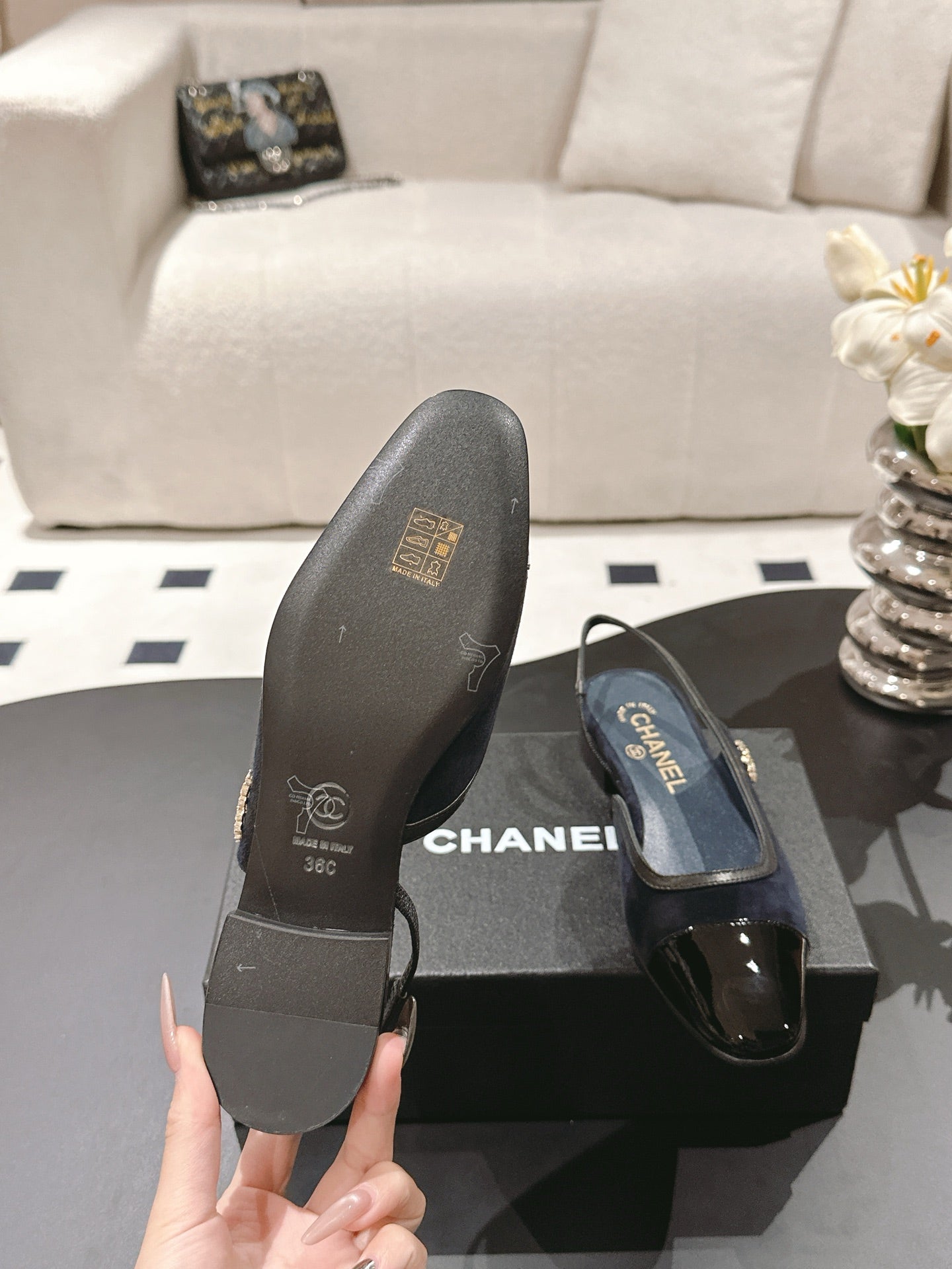 CC Slingback Navy Blue Suede 237501