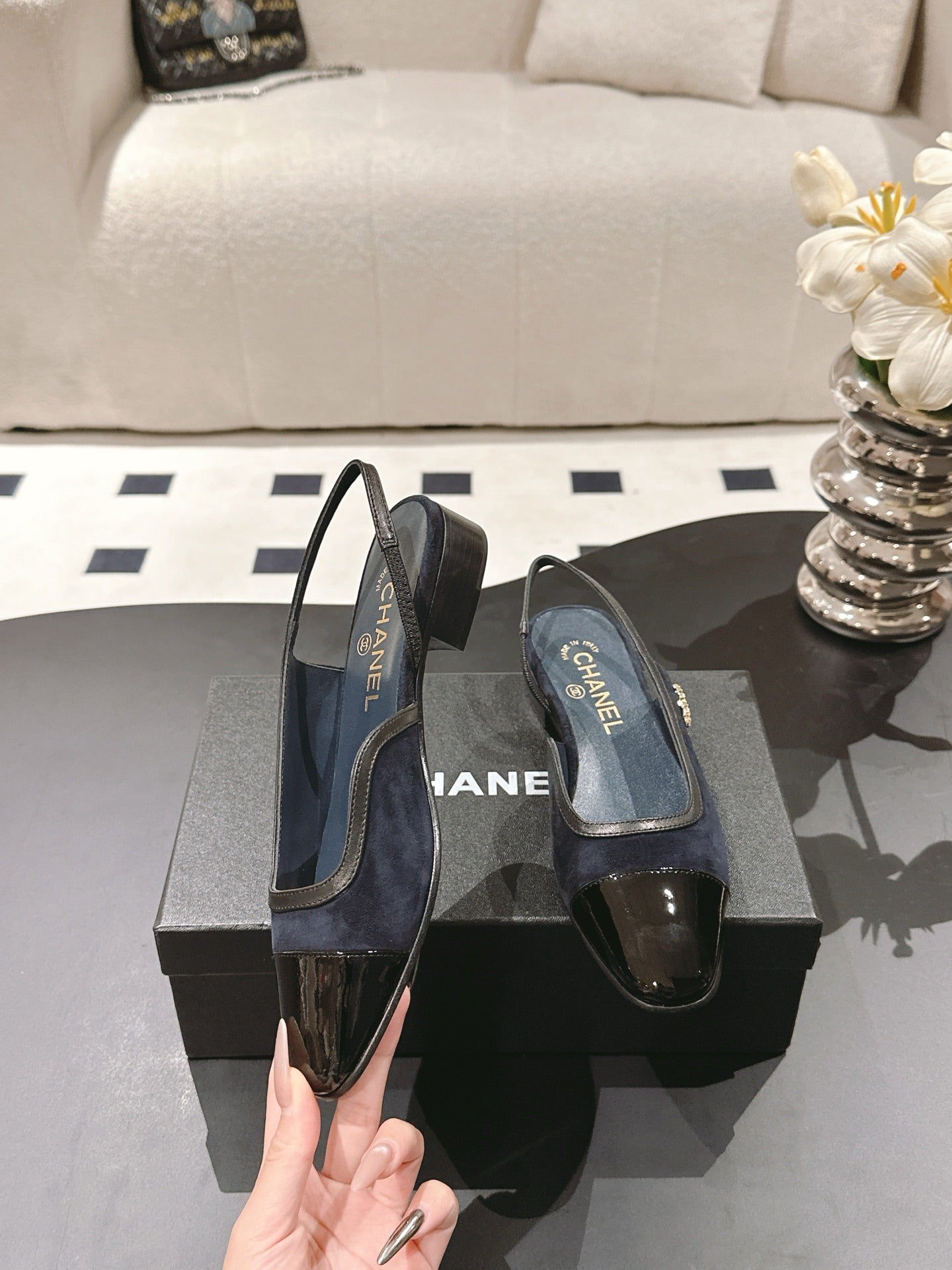 CC Slingback Navy Blue Suede 237501