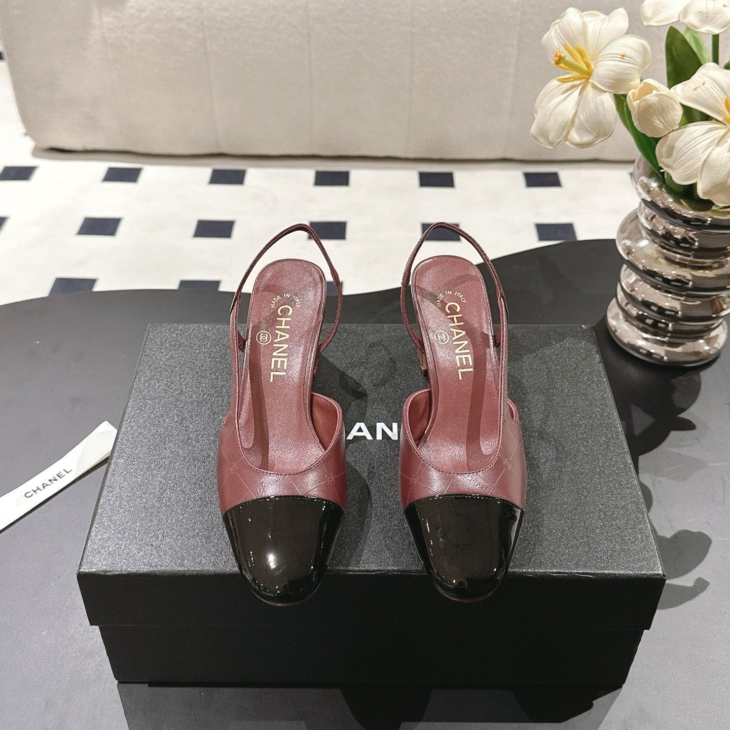 CC 25 Slingback Heel Red Embossed Leather 237496