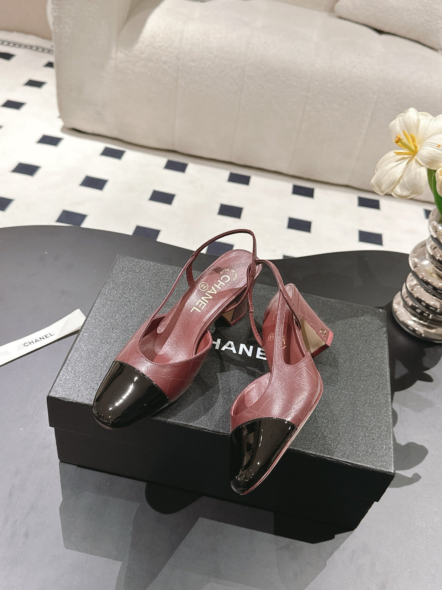 CC 25 Slingback Heel Red Embossed Leather 237496