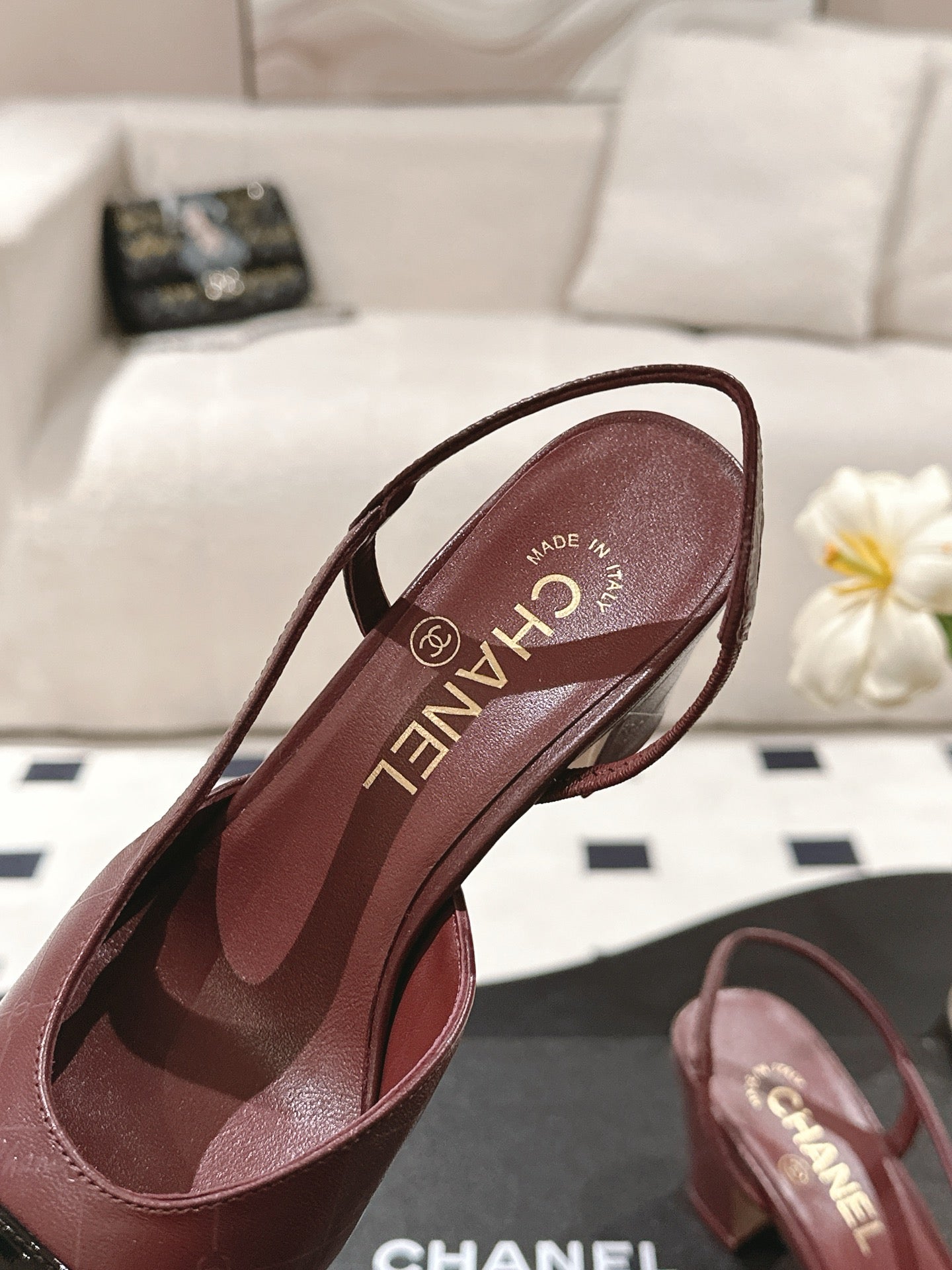 CC 25 Slingback Heel Red Embossed Leather 237496