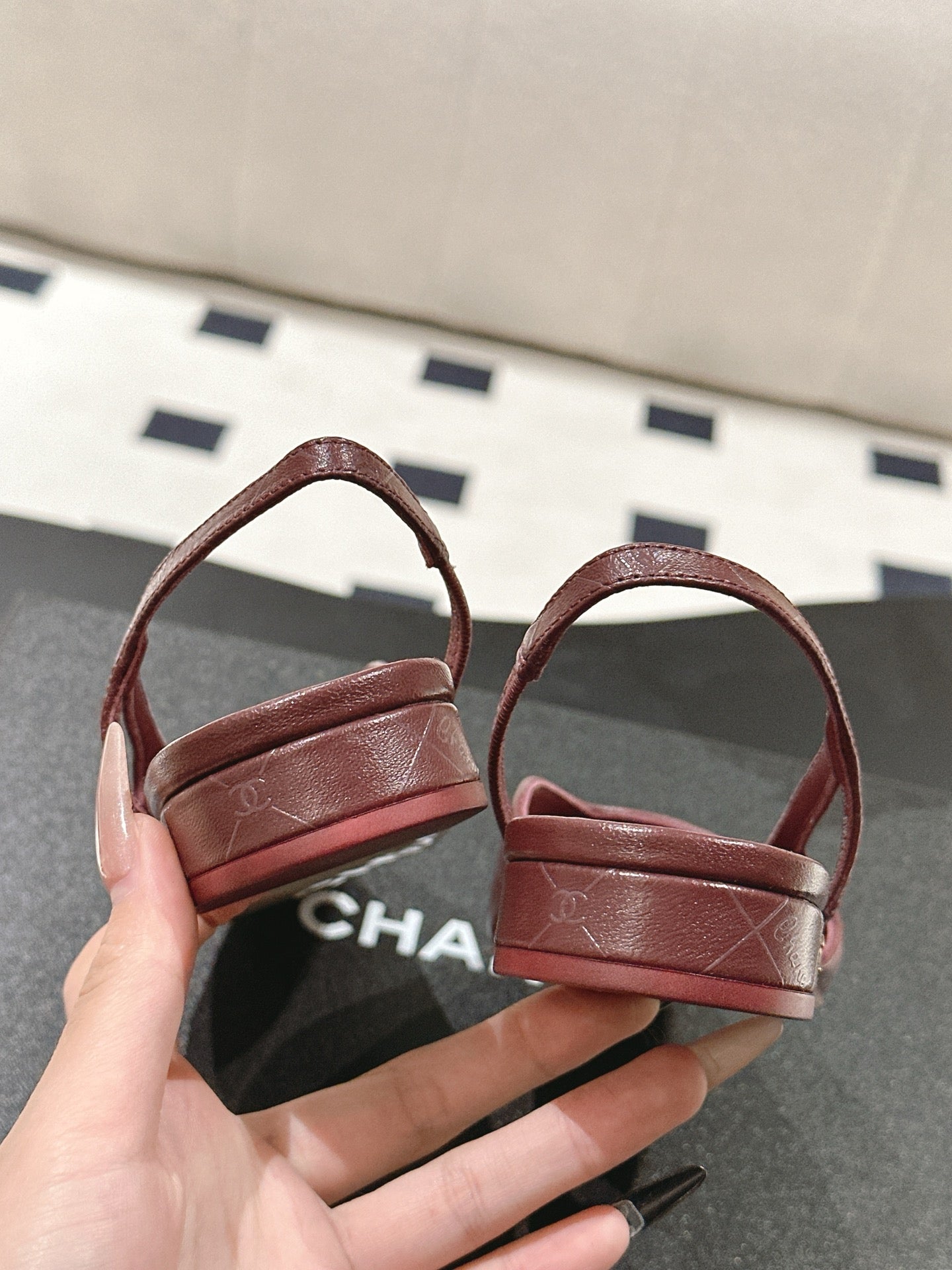 CC 25 Slingback Flats Red Emobossed Leather 237491