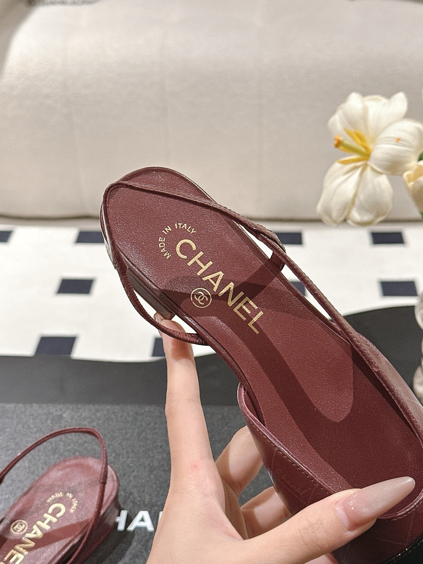 CC 25 Slingback Flats Red Emobossed Leather 237491