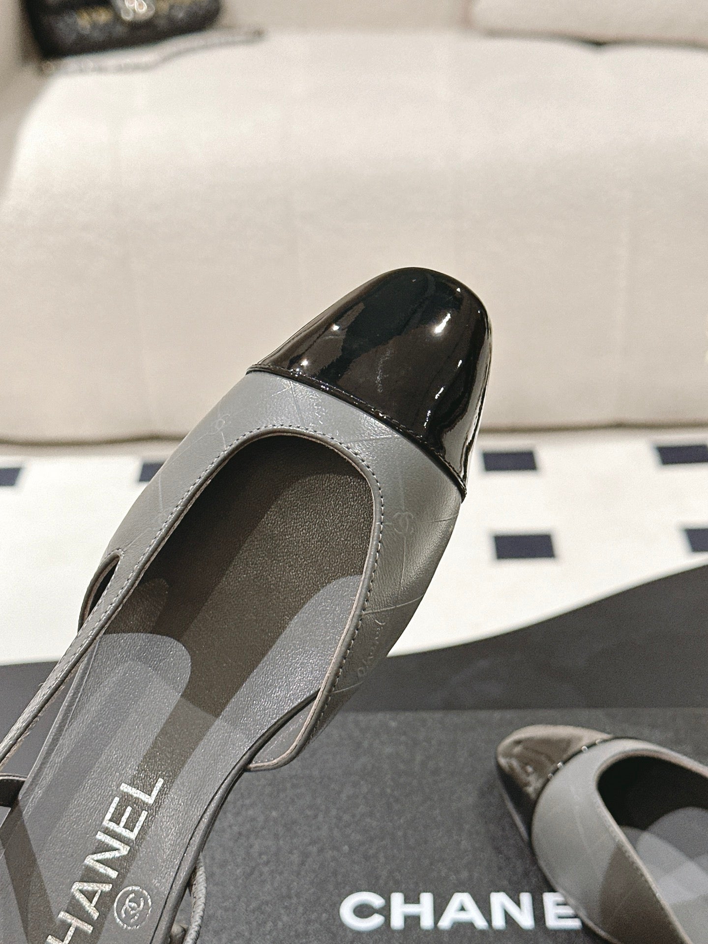 CC 25 Slingback Flats Gray Emobossed  Leather 237497