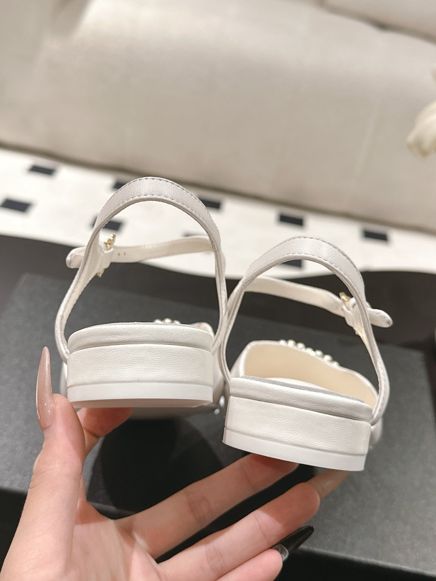 CC Slingback White Sheepskin with Fabric 237512