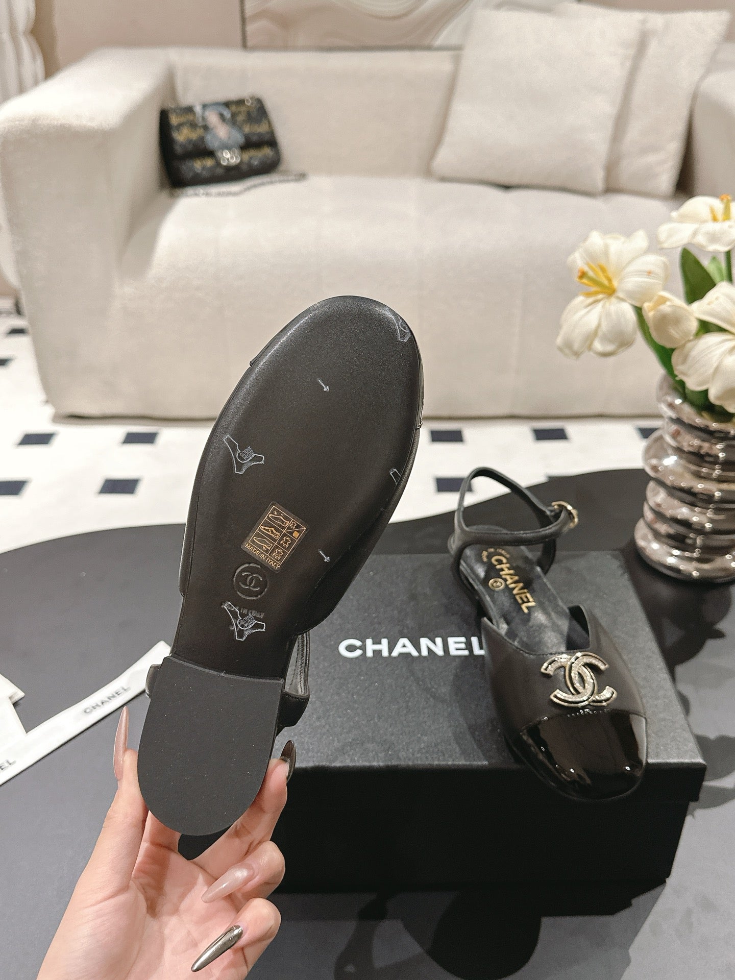 CC Slingback Black Sheepskin 237515