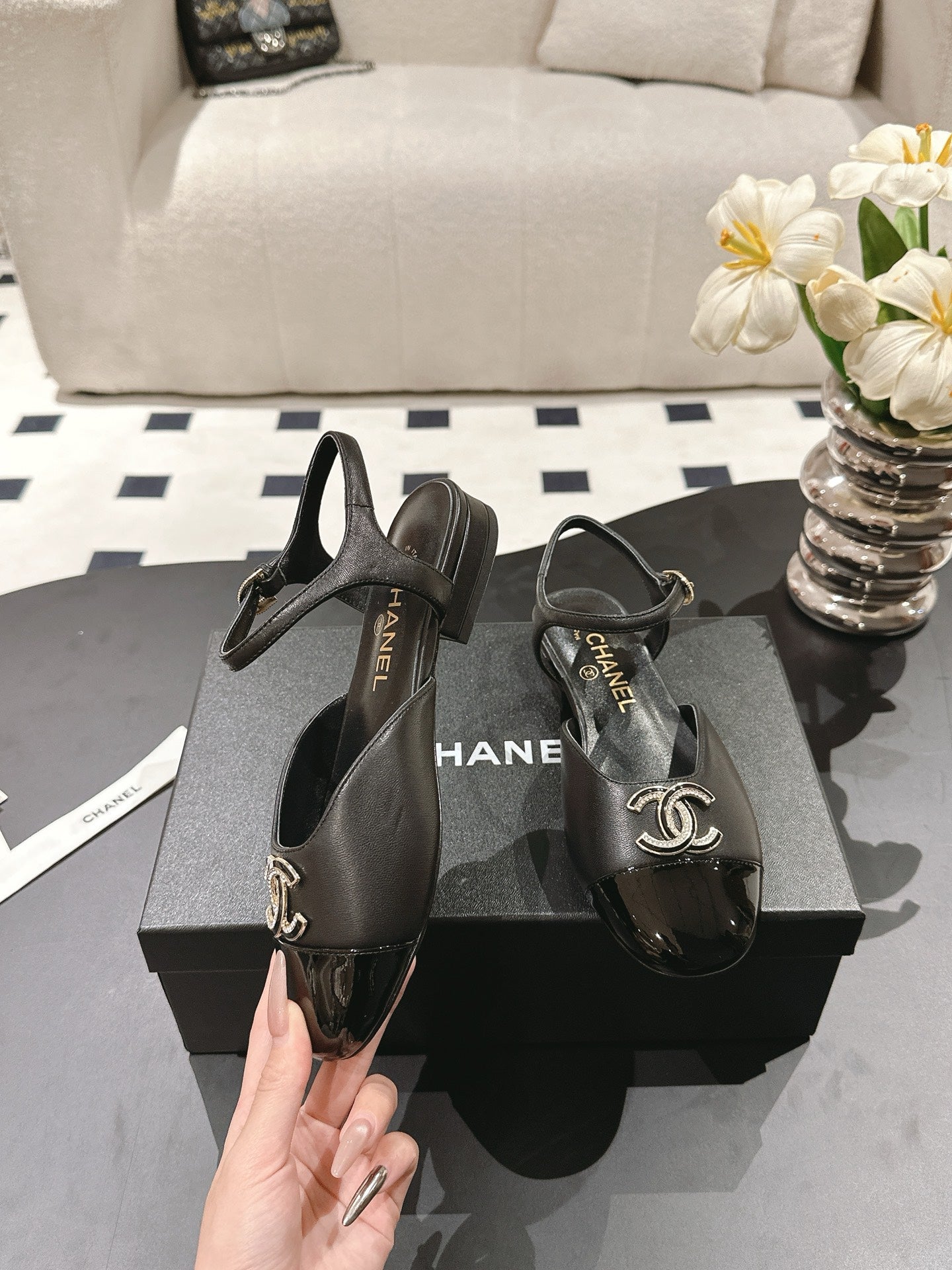 CC Slingback Black Sheepskin 237515