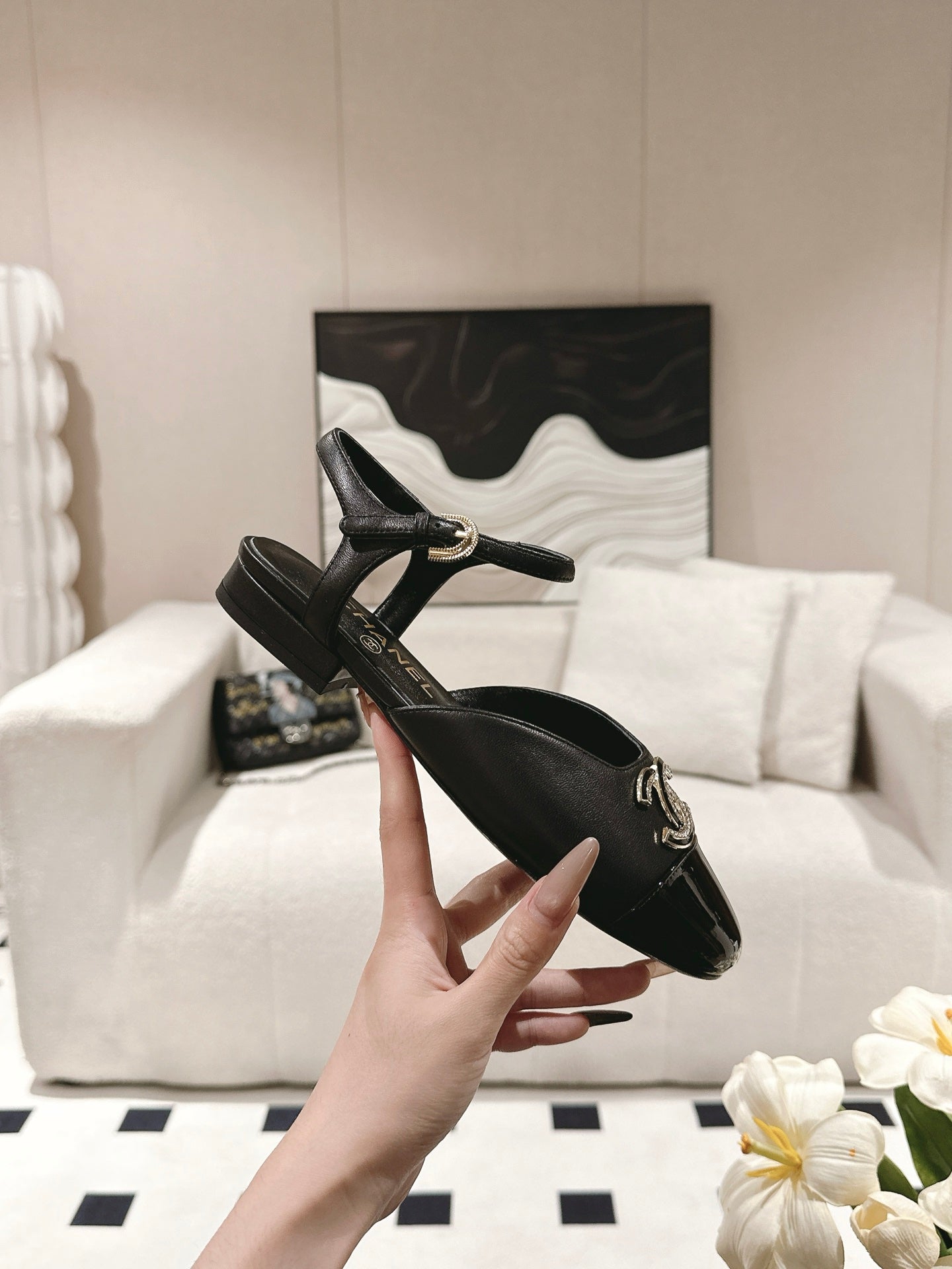 CC Slingback Black Sheepskin 237515