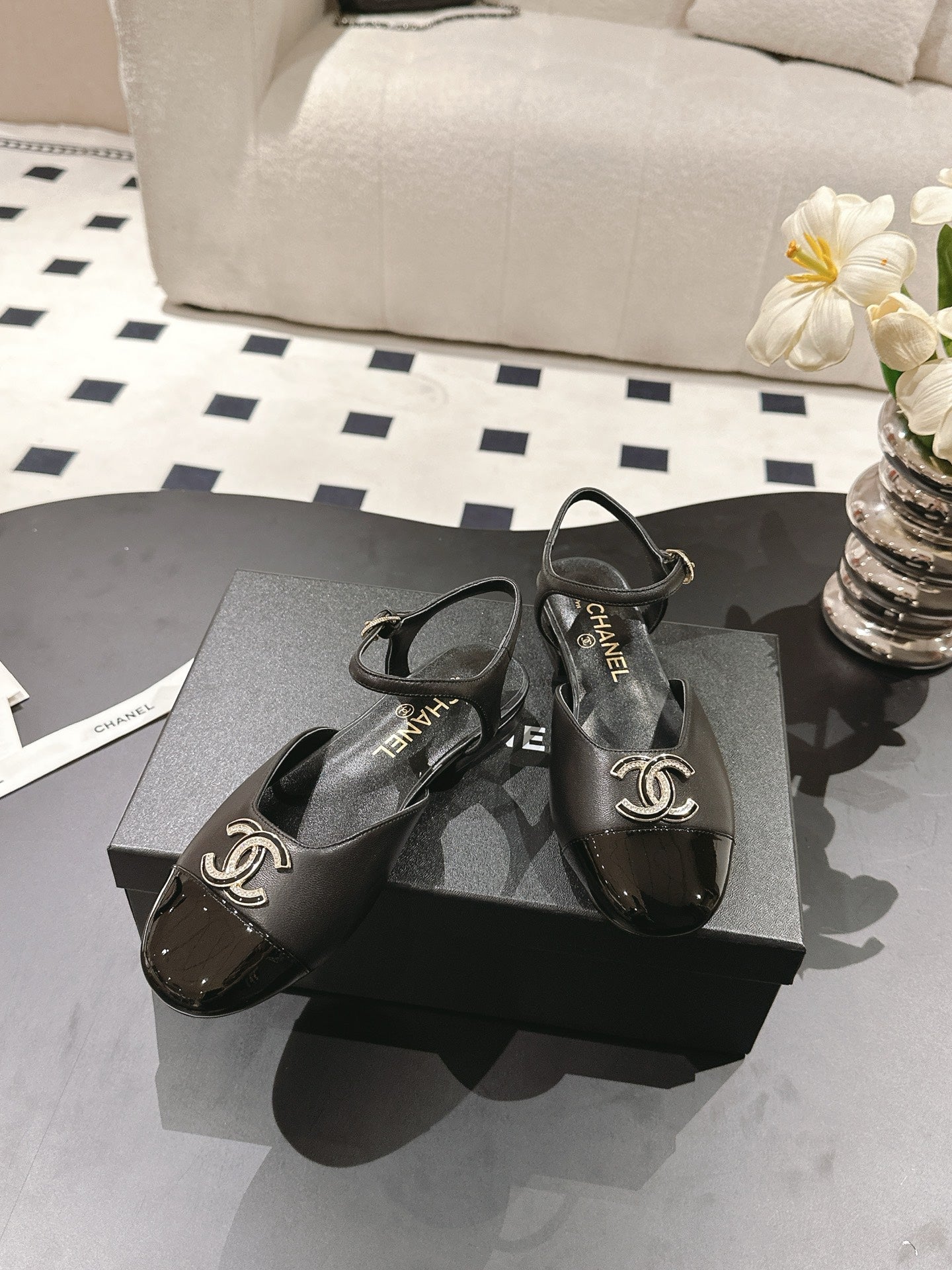 CC Slingback Black Sheepskin 237515