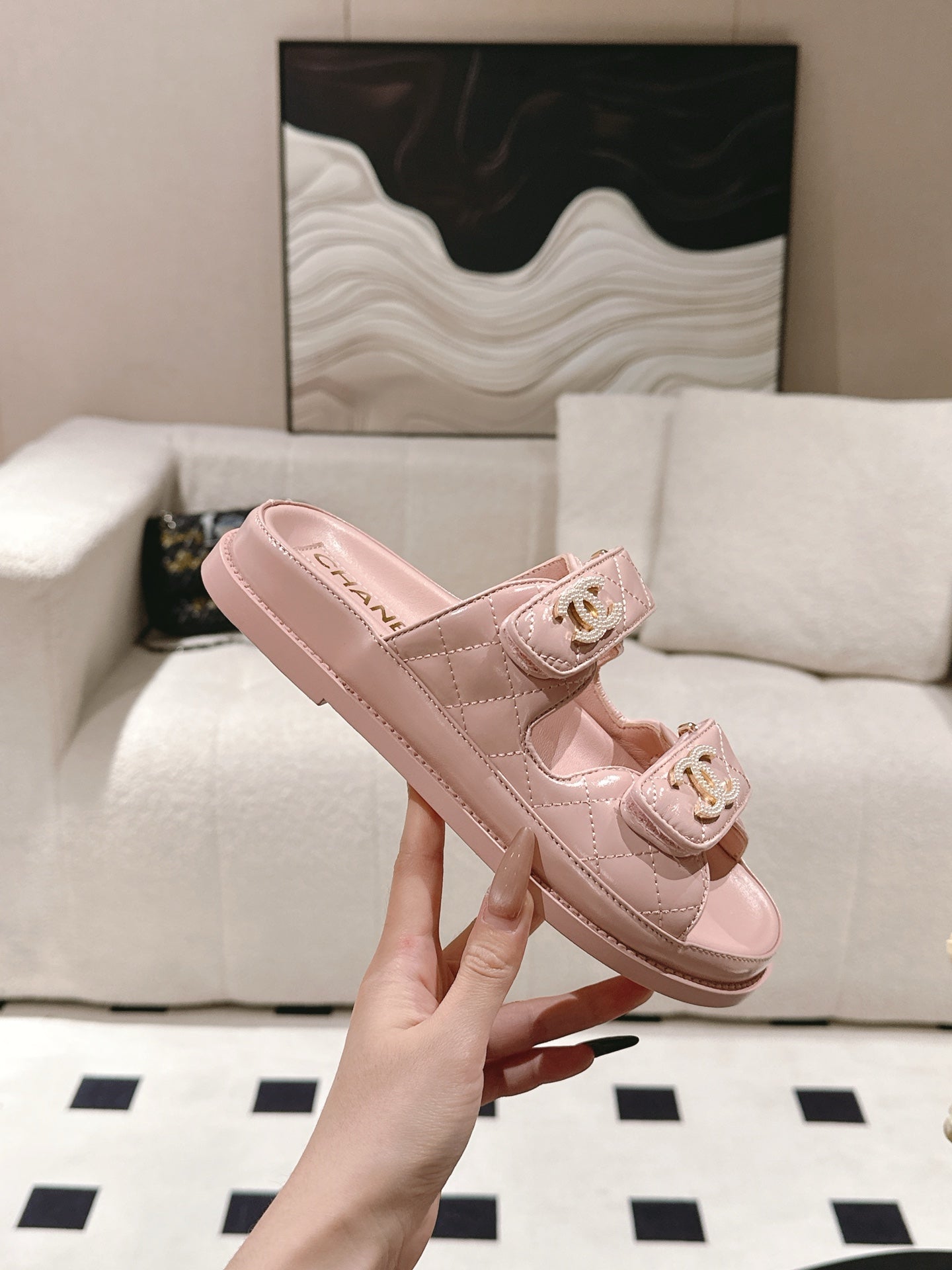 CC 25 Dad Sandal Mule Pink Pastel Patent Leather 237580