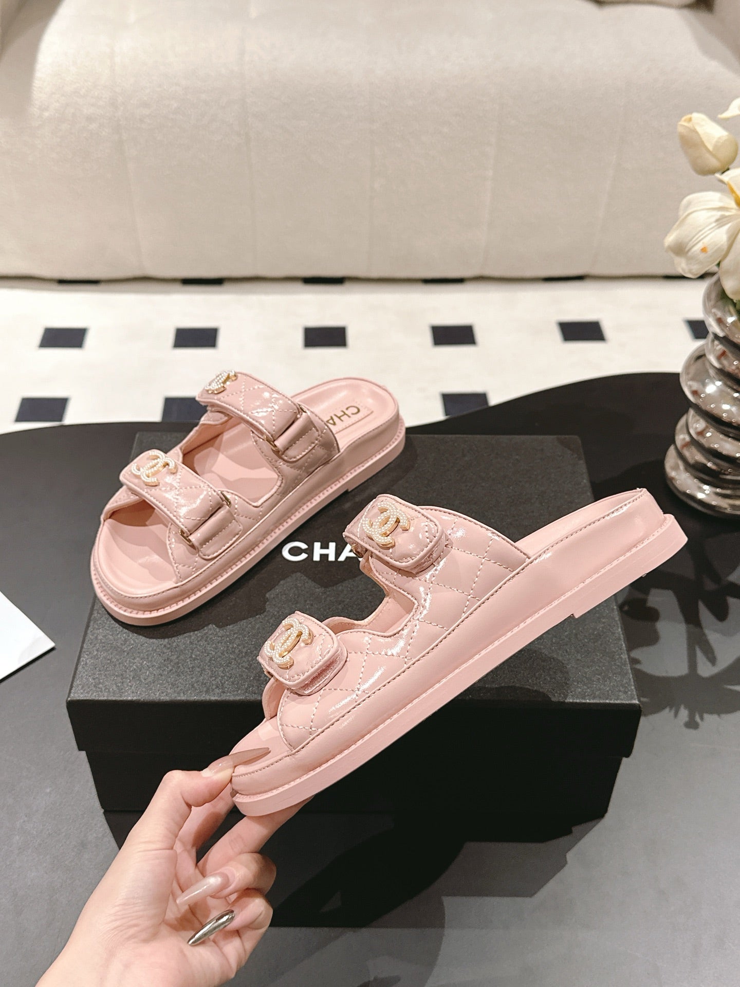 CC 25 Dad Sandal Mule Pink Pastel Patent Leather 237580