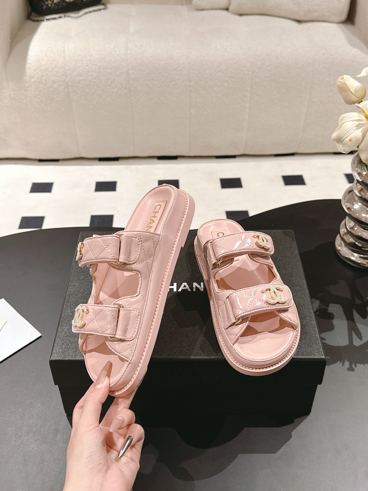 CC 25 Dad Sandal Mule Pink Pastel Patent Leather 237580