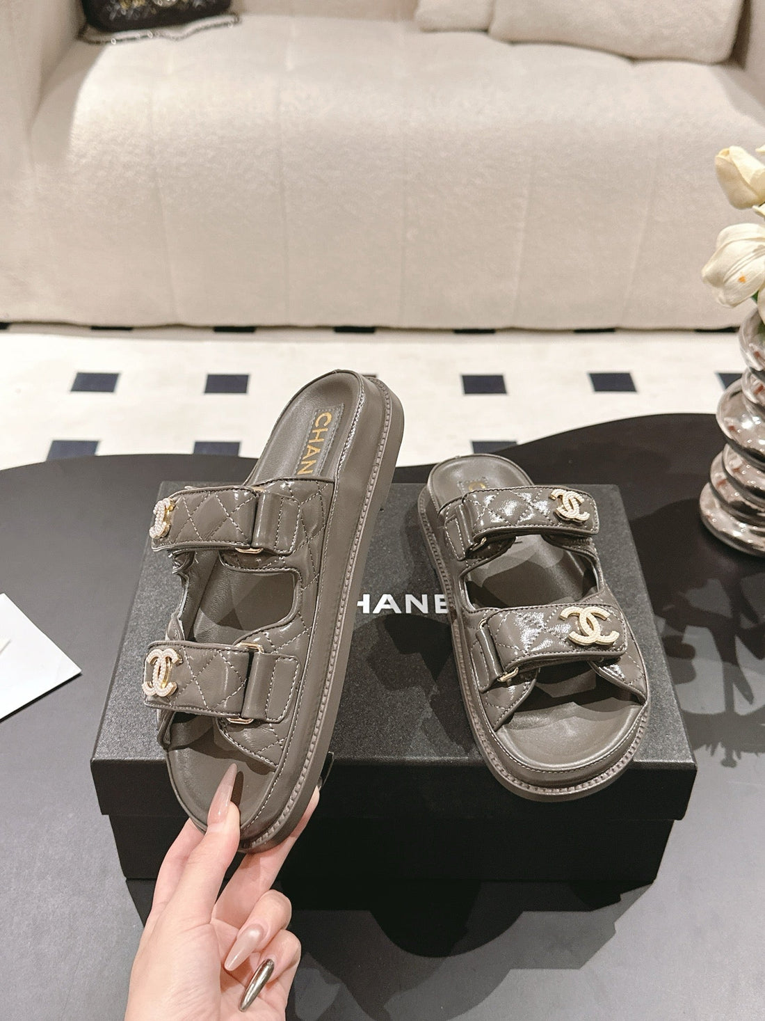 CC 25 Dad Sandal Mule Jet Black Patent Leather 237581