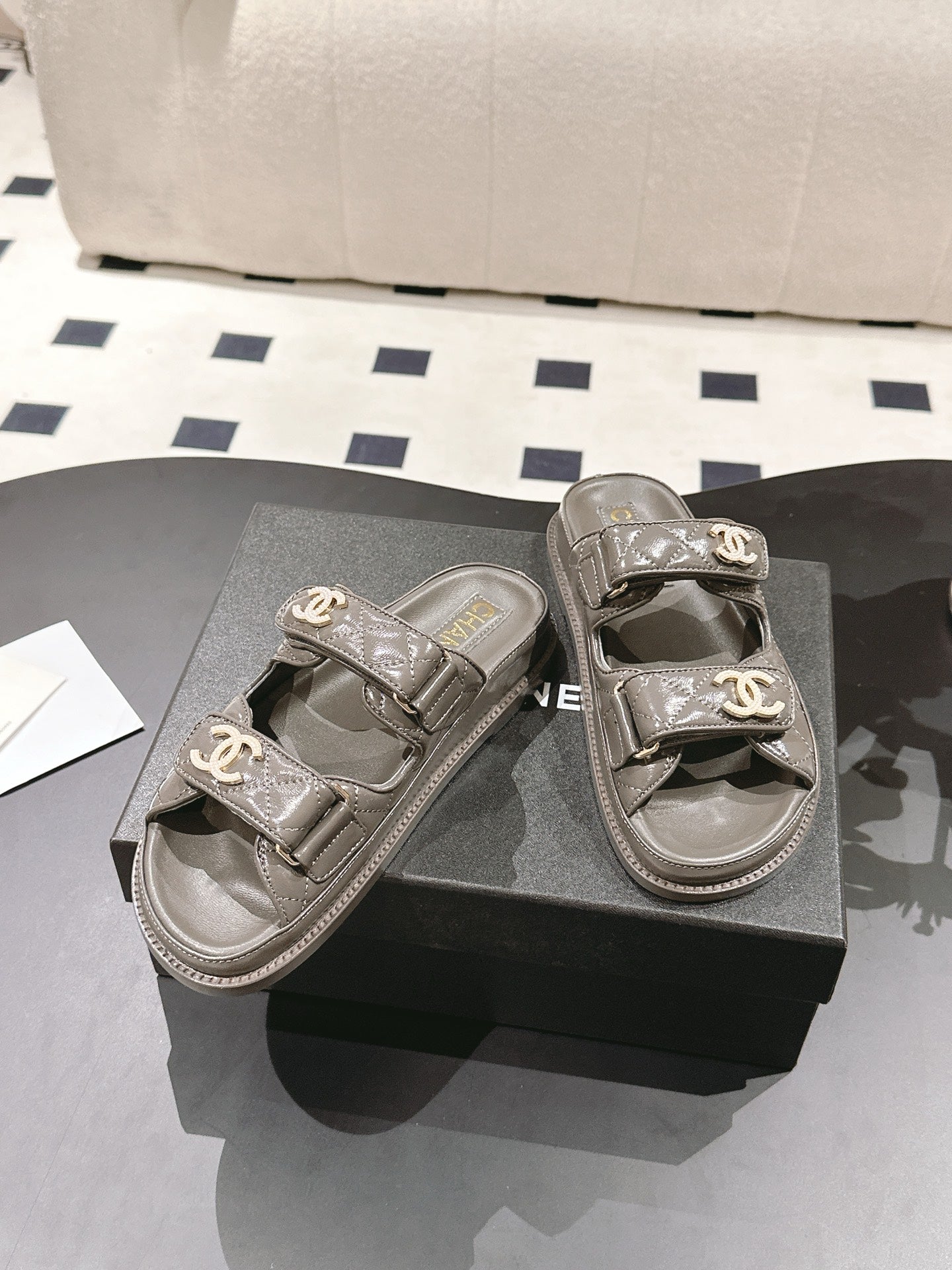 CC 25 Dad Sandal Mule Jet Black Patent Leather 237581