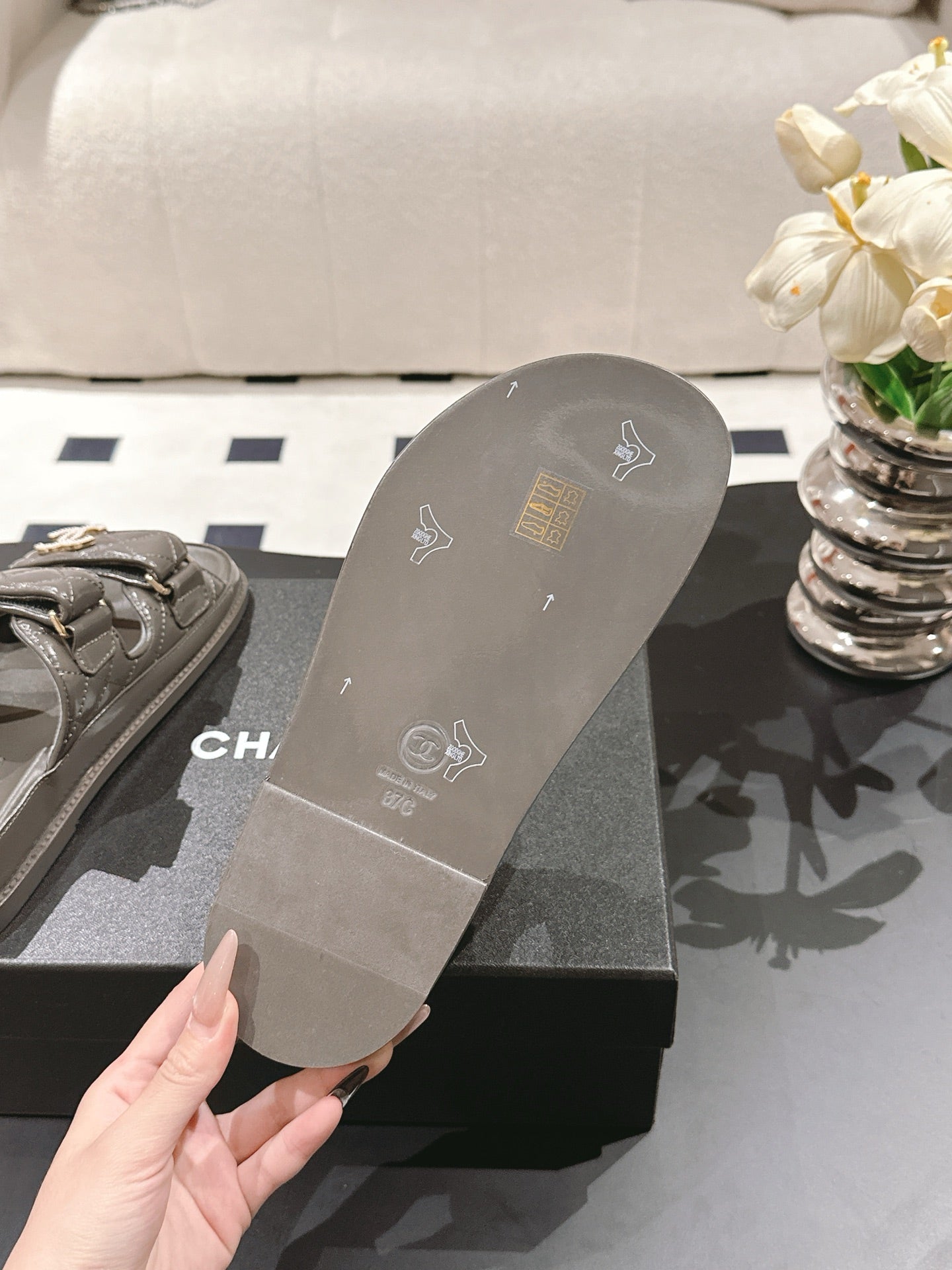 CC 25 Dad Sandal Mule Jet Black Patent Leather 237581