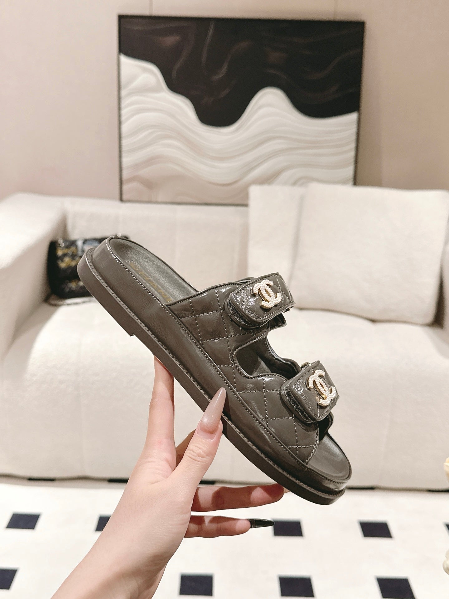 CC 25 Dad Sandal Mule Jet Black Patent Leather 237581