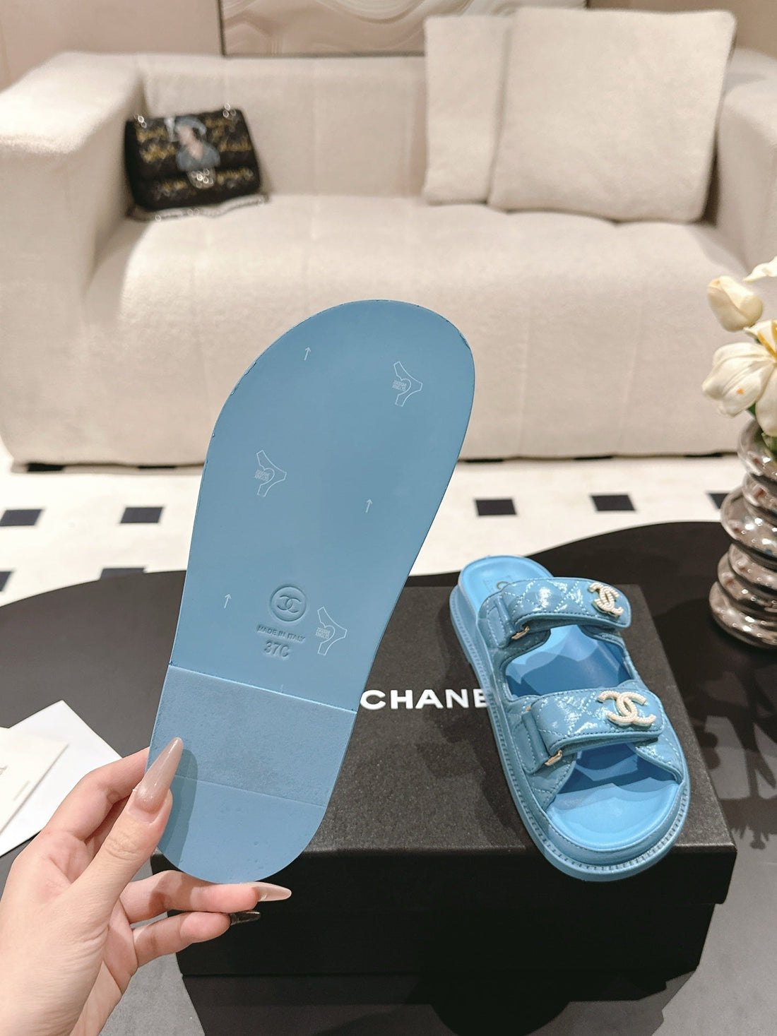 CC 25 Dad Sandal Mule Sky Blue Patent Leather 237583