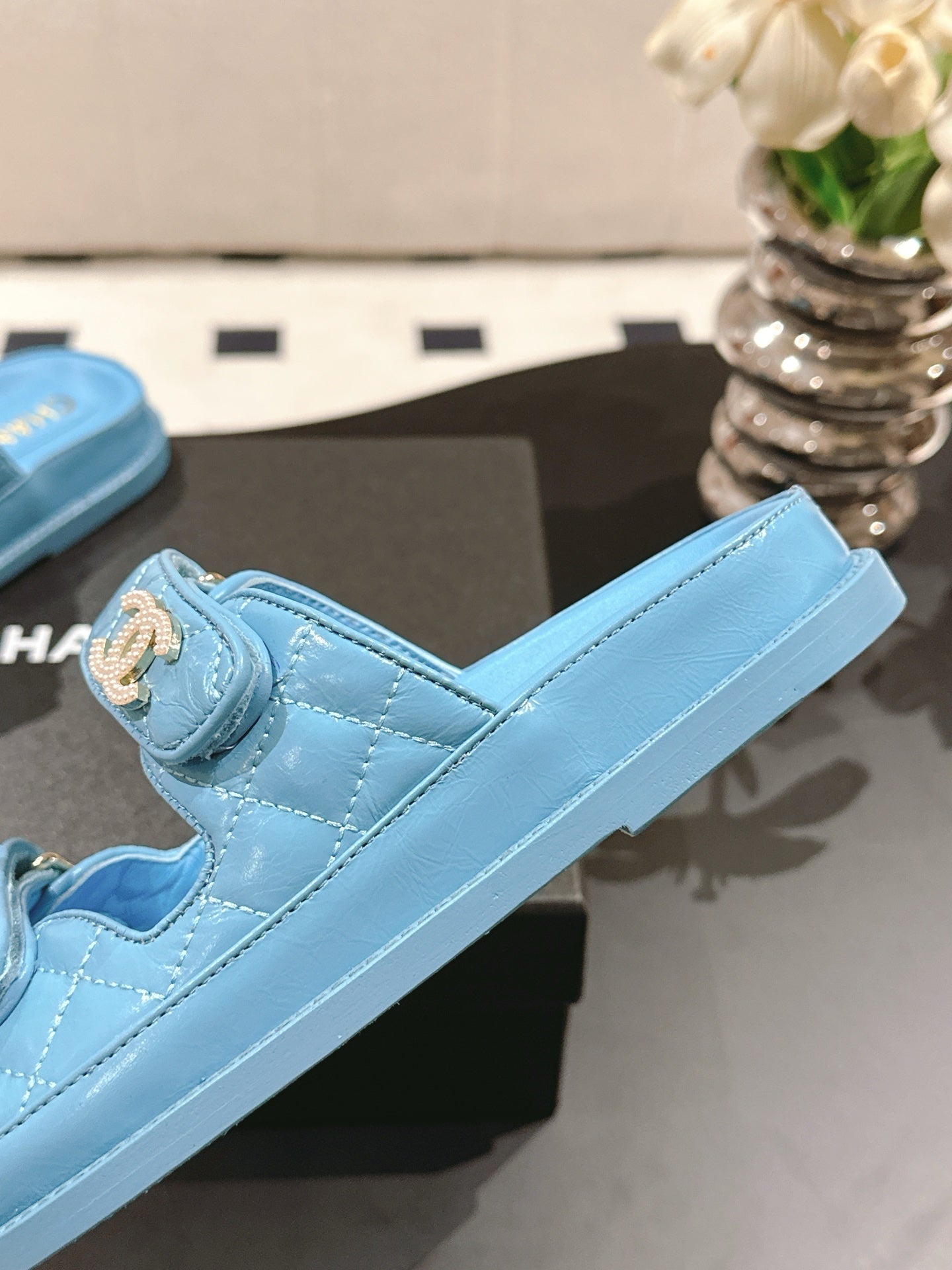 CC 25 Dad Sandal Mule Sky Blue Patent Leather 237583