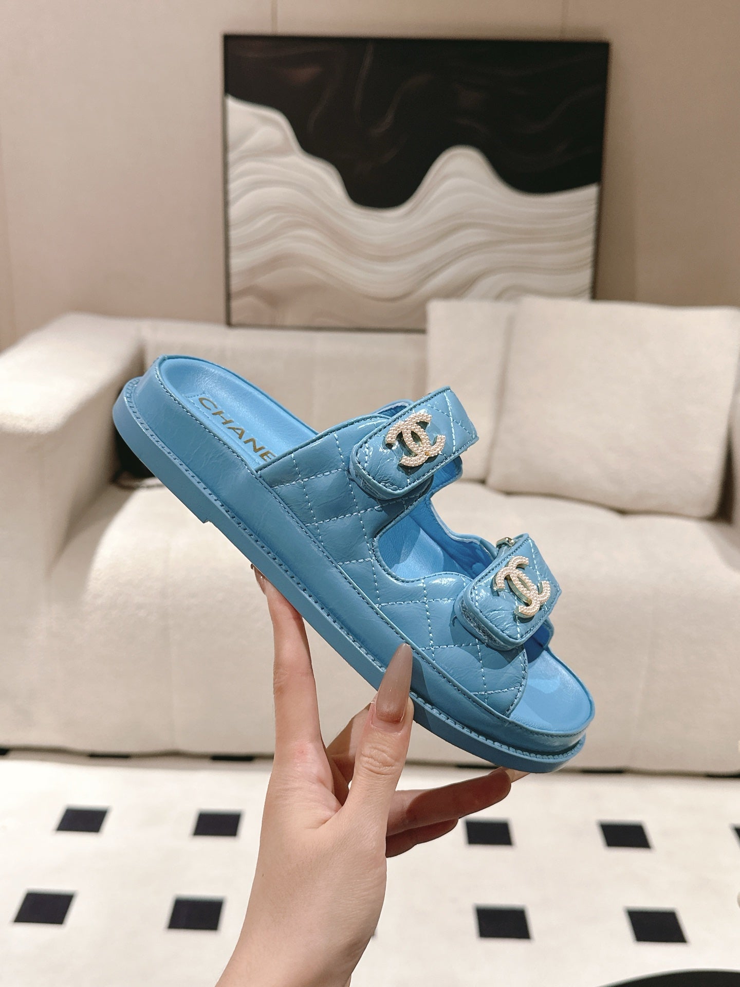 CC 25 Dad Sandal Mule Sky Blue Patent Leather 237583