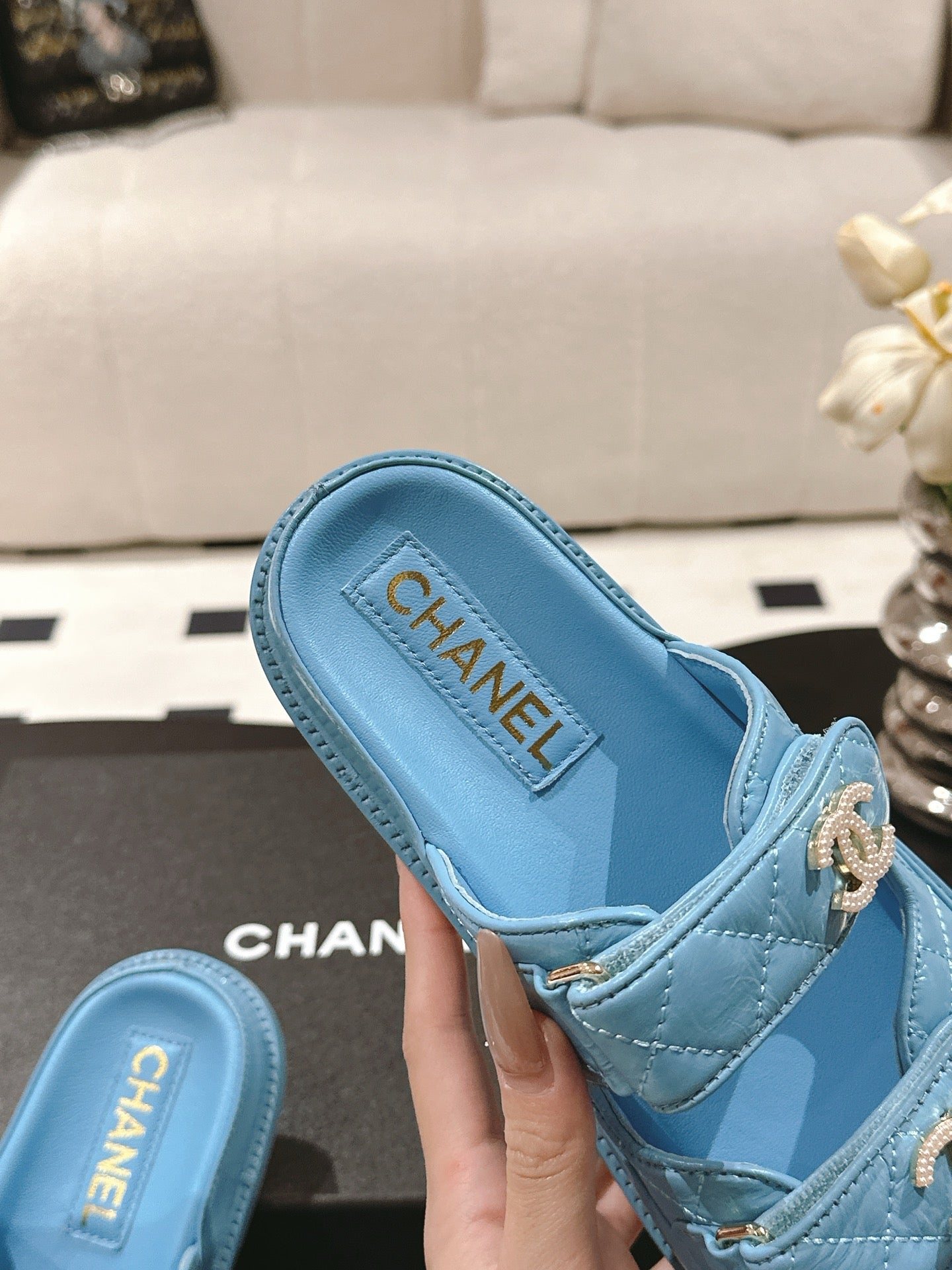 CC 25 Dad Sandal Mule Sky Blue Patent Leather 237583