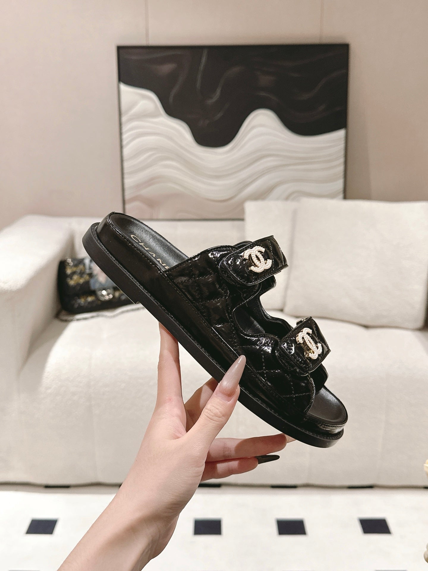 CC 25 Dad Sandal Mules Black Patent Leather 237585