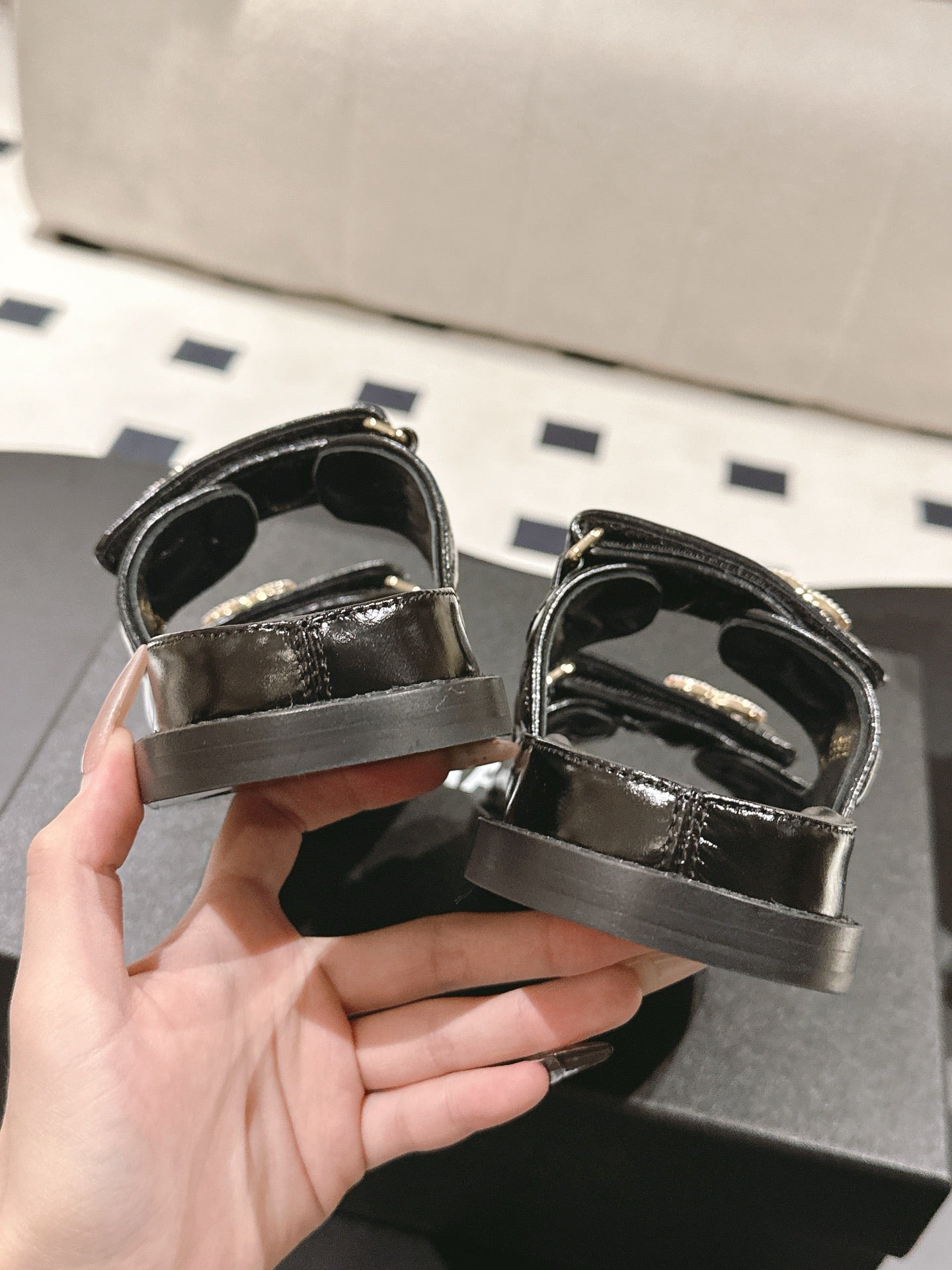 CC 25 Dad Sandal Mules Black Patent Leather 237585