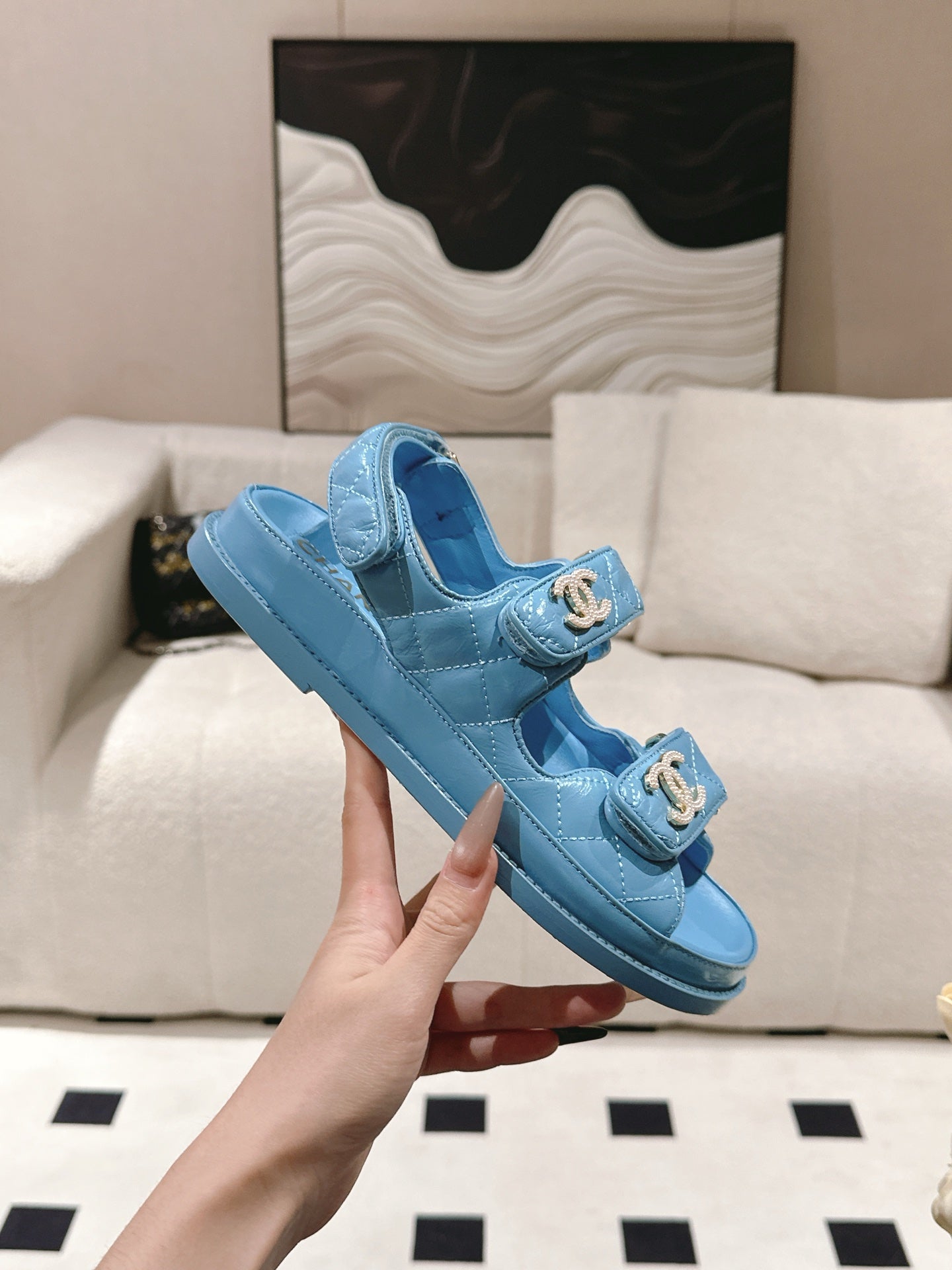 CC 25 Dad Deals Sandals Sky Blue Patent Leather 237588