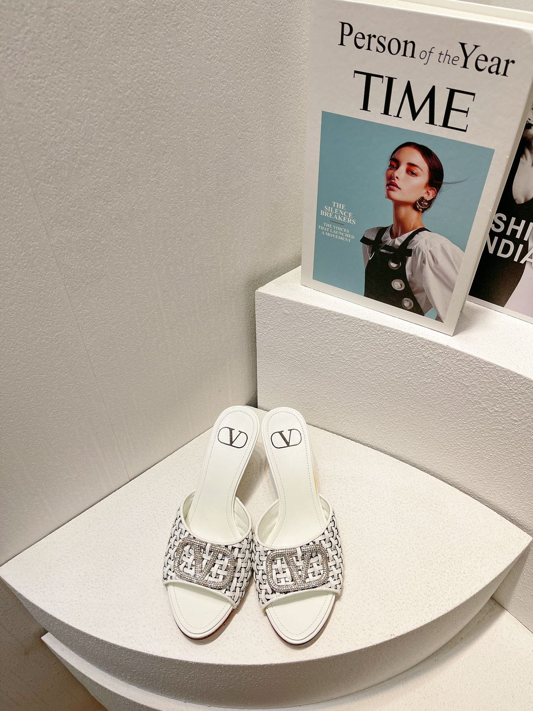 VT High Heeled Sandals White Sheepskin 292788