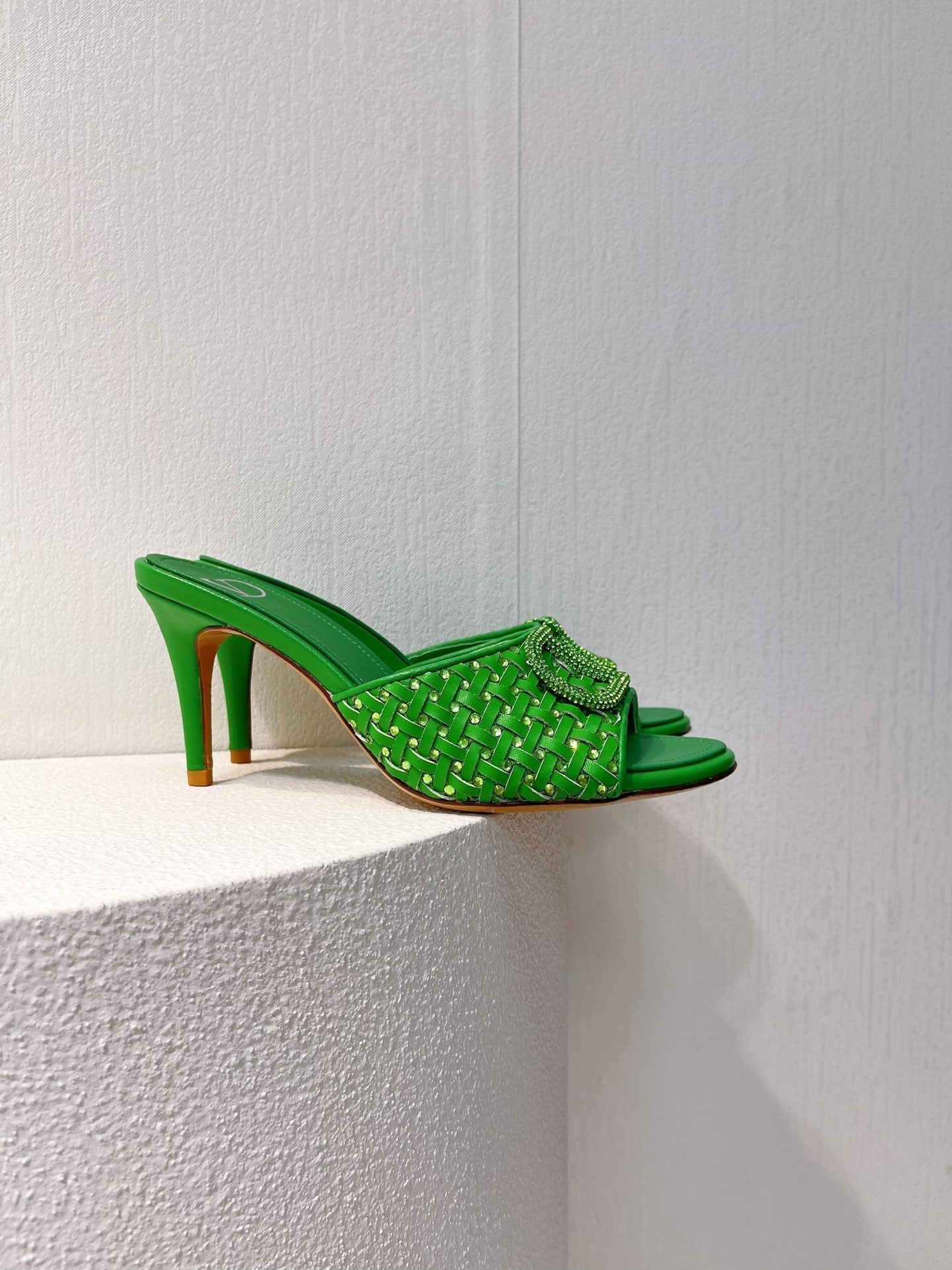 VT High Heeled Sandals Green Sheepskin 292791