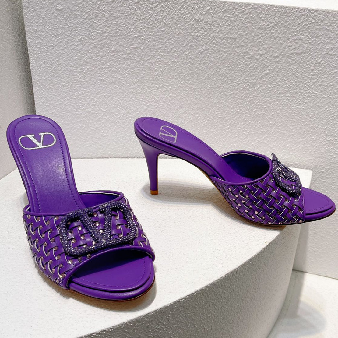 VT High Heeled Sandals Purple Sheepskin 292792