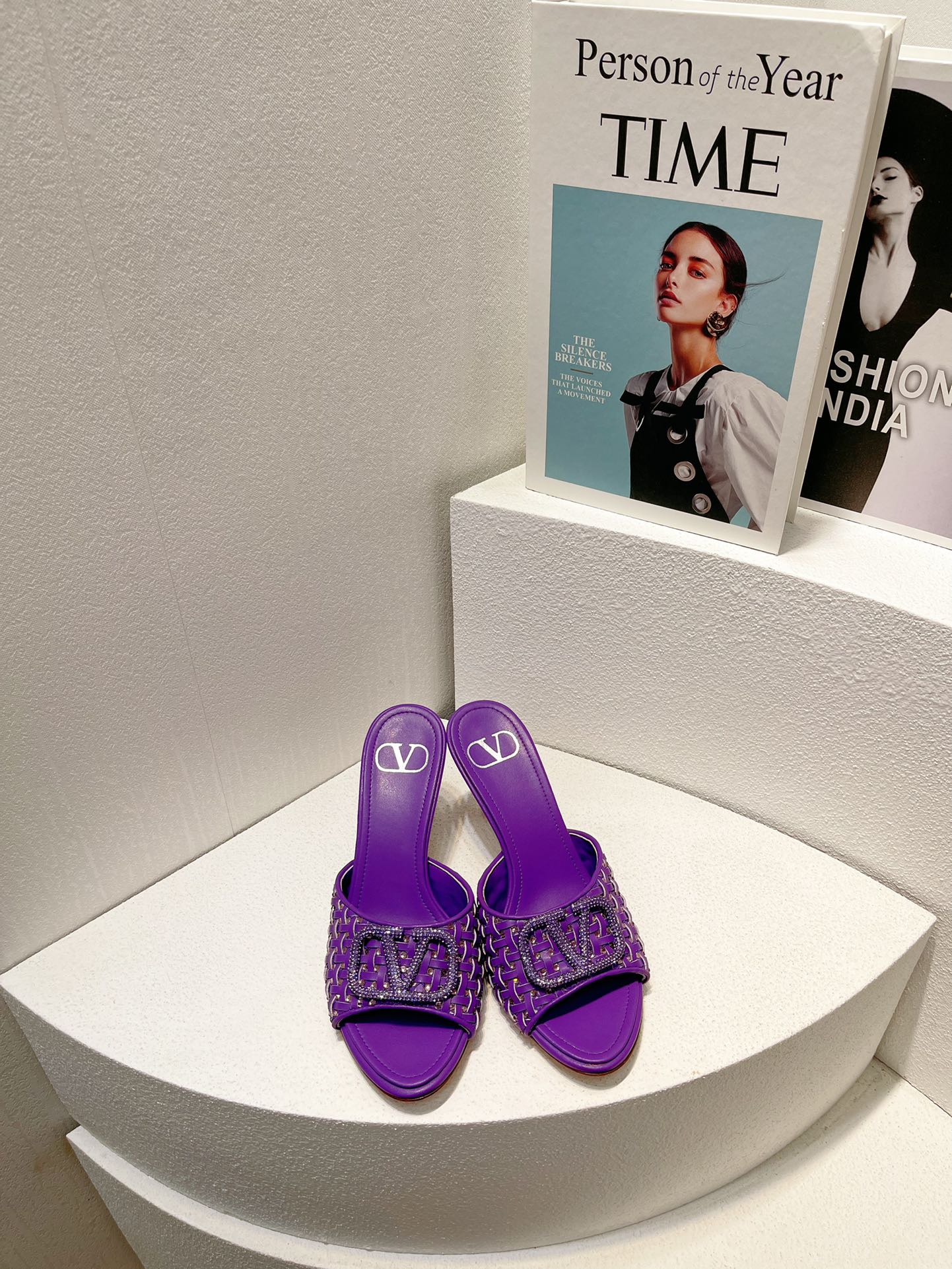 VT High Heeled Sandals Purple Sheepskin 292792