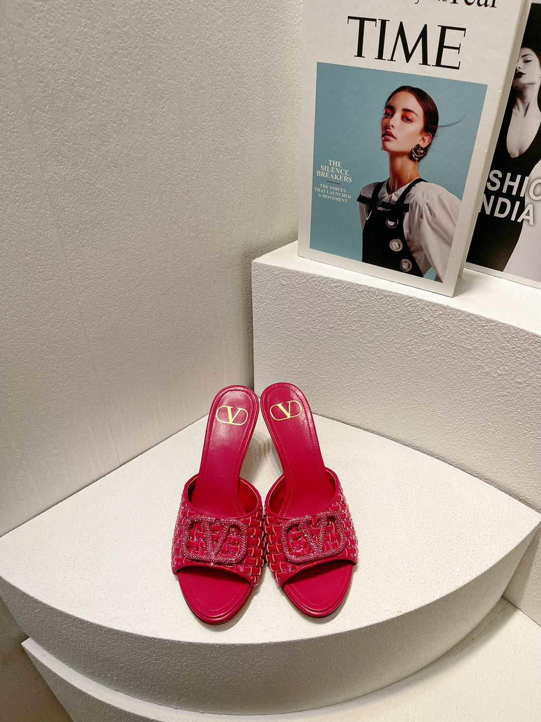 VT High Heeled Sandals Fuchsia Pink Sheepskin 292793