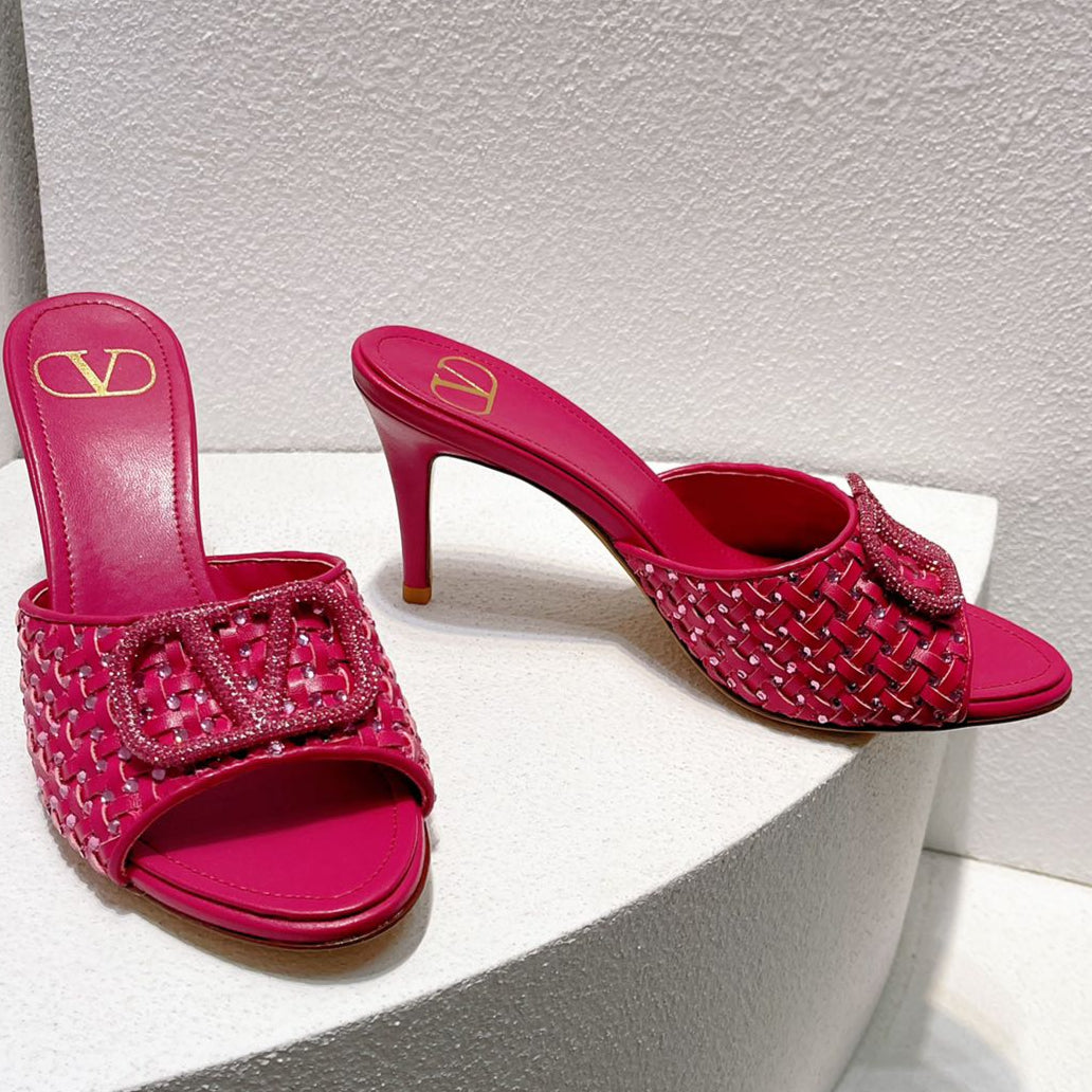 VT High Heeled Sandals Fuchsia Pink Sheepskin 292793