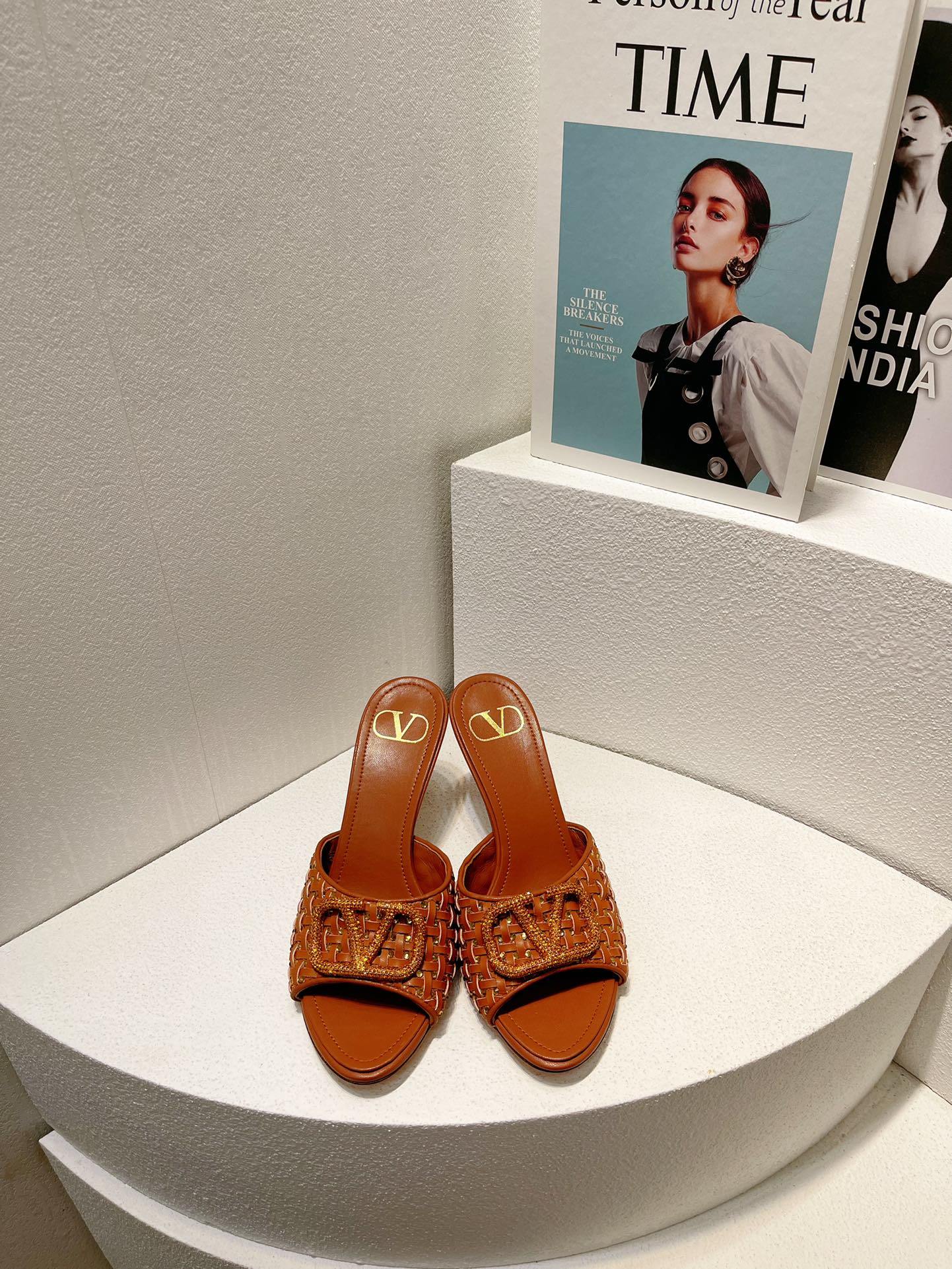 VT High Heeled Sandals Brown Sheepskin 292794