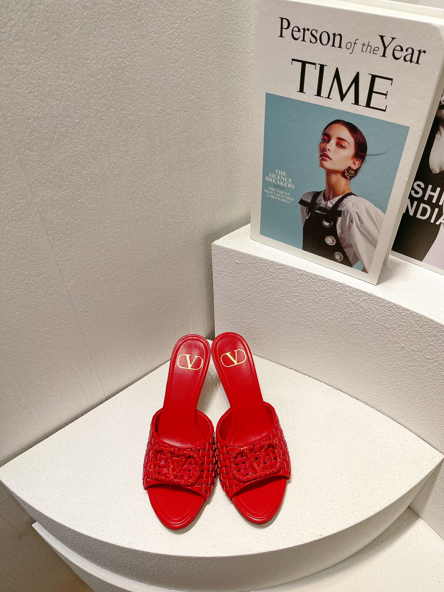 VT High Heeled Sandals Red  Sheepskin 292797