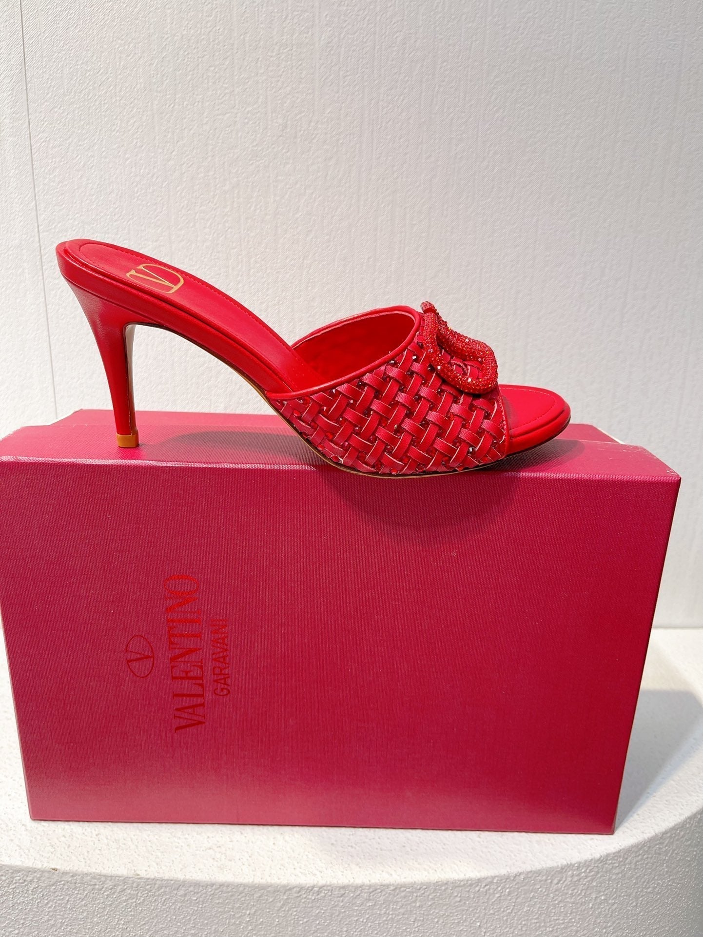 VT High Heeled Sandals Red  Sheepskin 292797